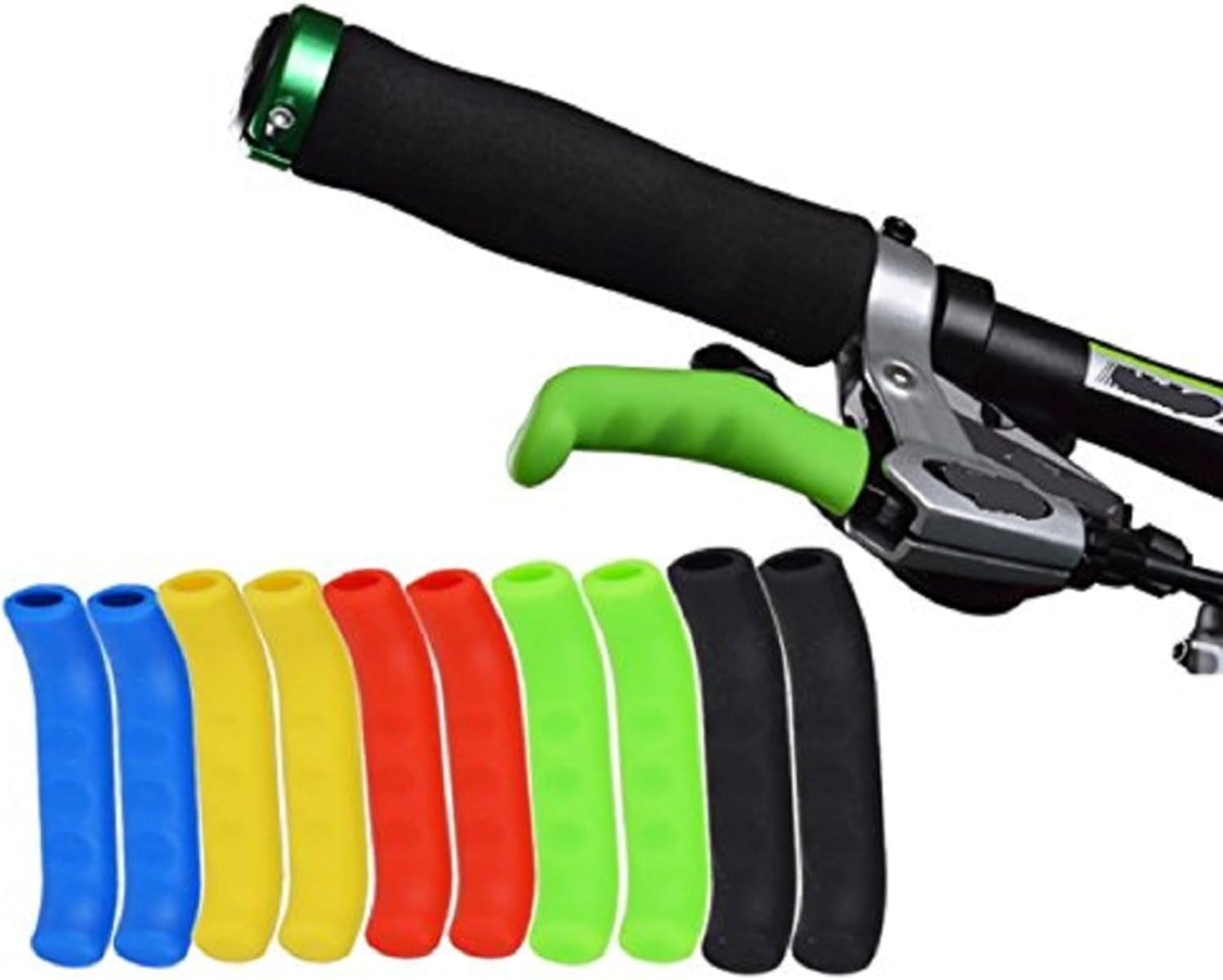 Silicone Bike Handlebar Grips Set 75x12mm Black Red Green Blue Yellow 5 Pairs Universal Fit Silicone Bike Handlebar Grips Set 75x12mm Black Red Green Blue Yellow 5 Pairs Universal Fit