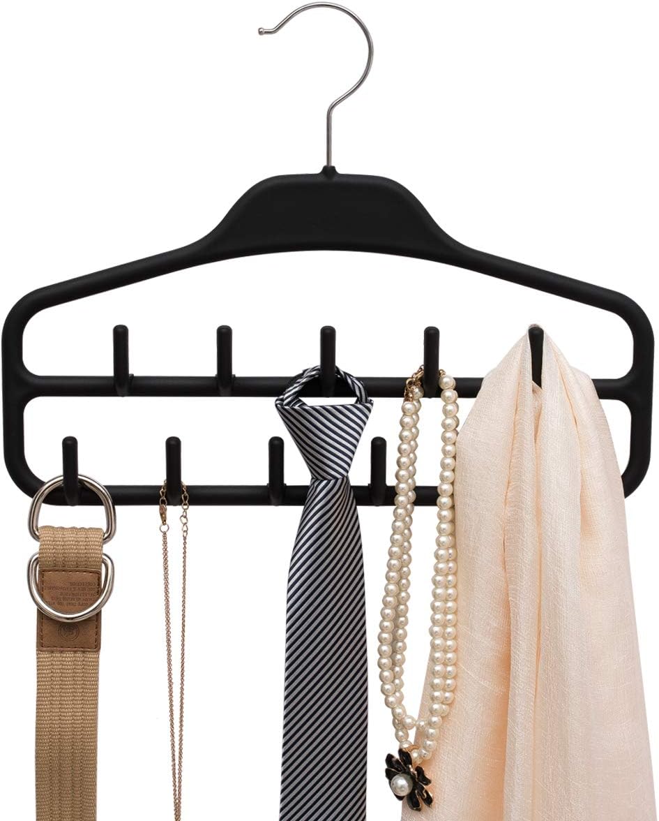 Clothing Closet Organizer with 11 Non-Slip Hooks 360° Rotatable Black Clothing Closet Organizer with 11 Non-Slip Hooks 360° Rotatable Black