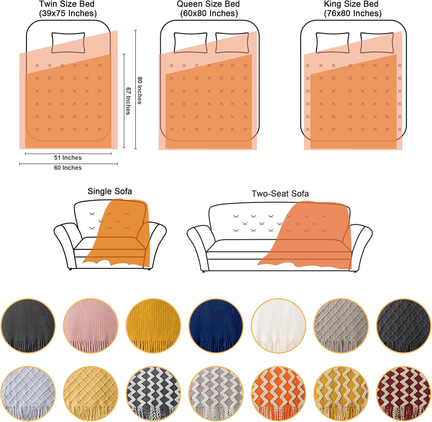 Acrylic Knitted Throw Blanket