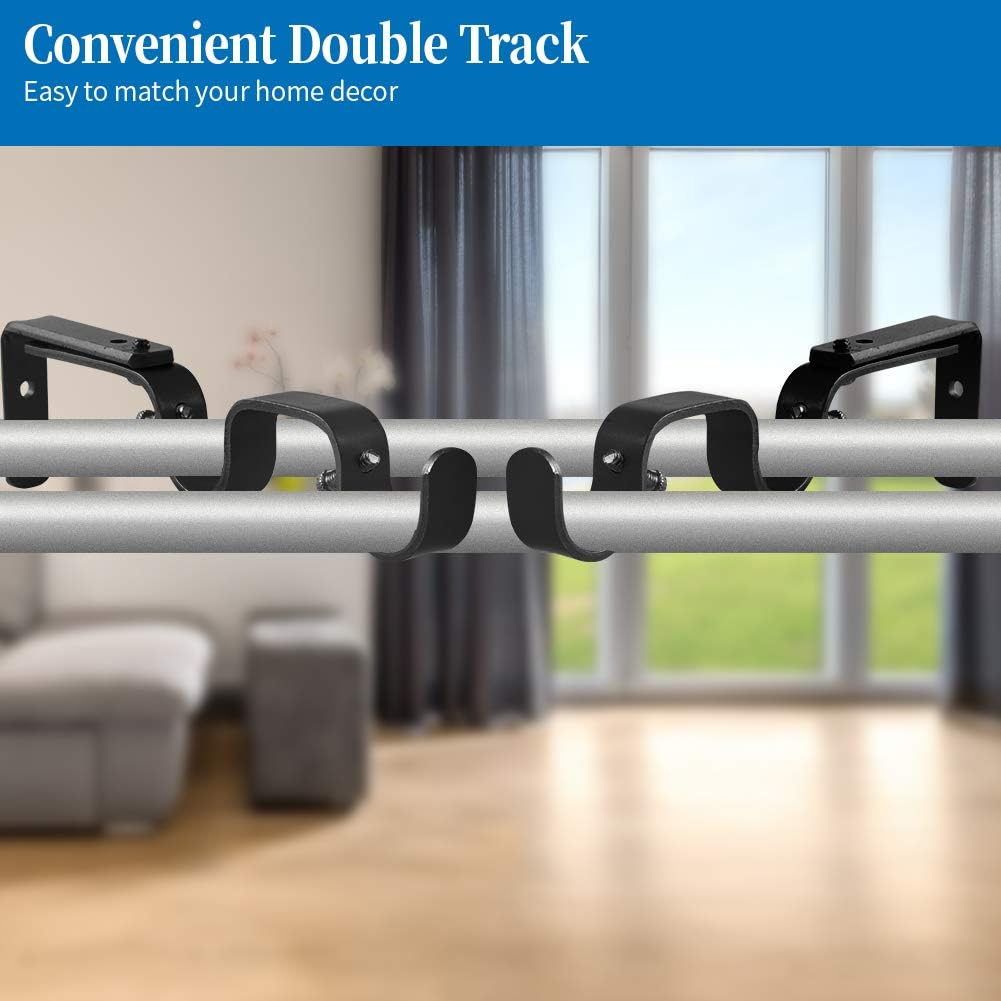 Heavy Duty Curtain Rod Brackets - Adjustable Double Rod Holders