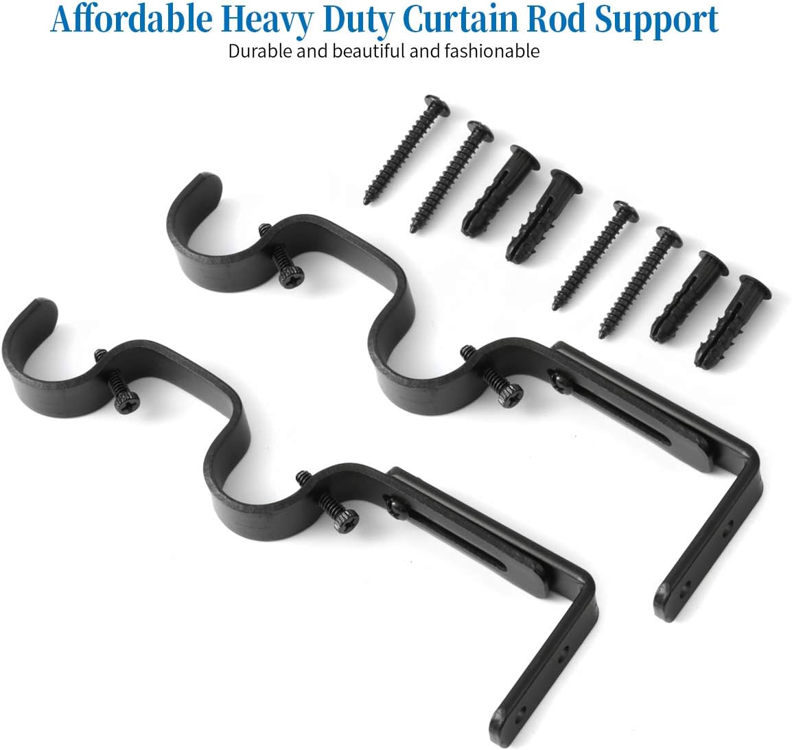 Heavy Duty Curtain Rod Brackets - Adjustable Double Rod Holders