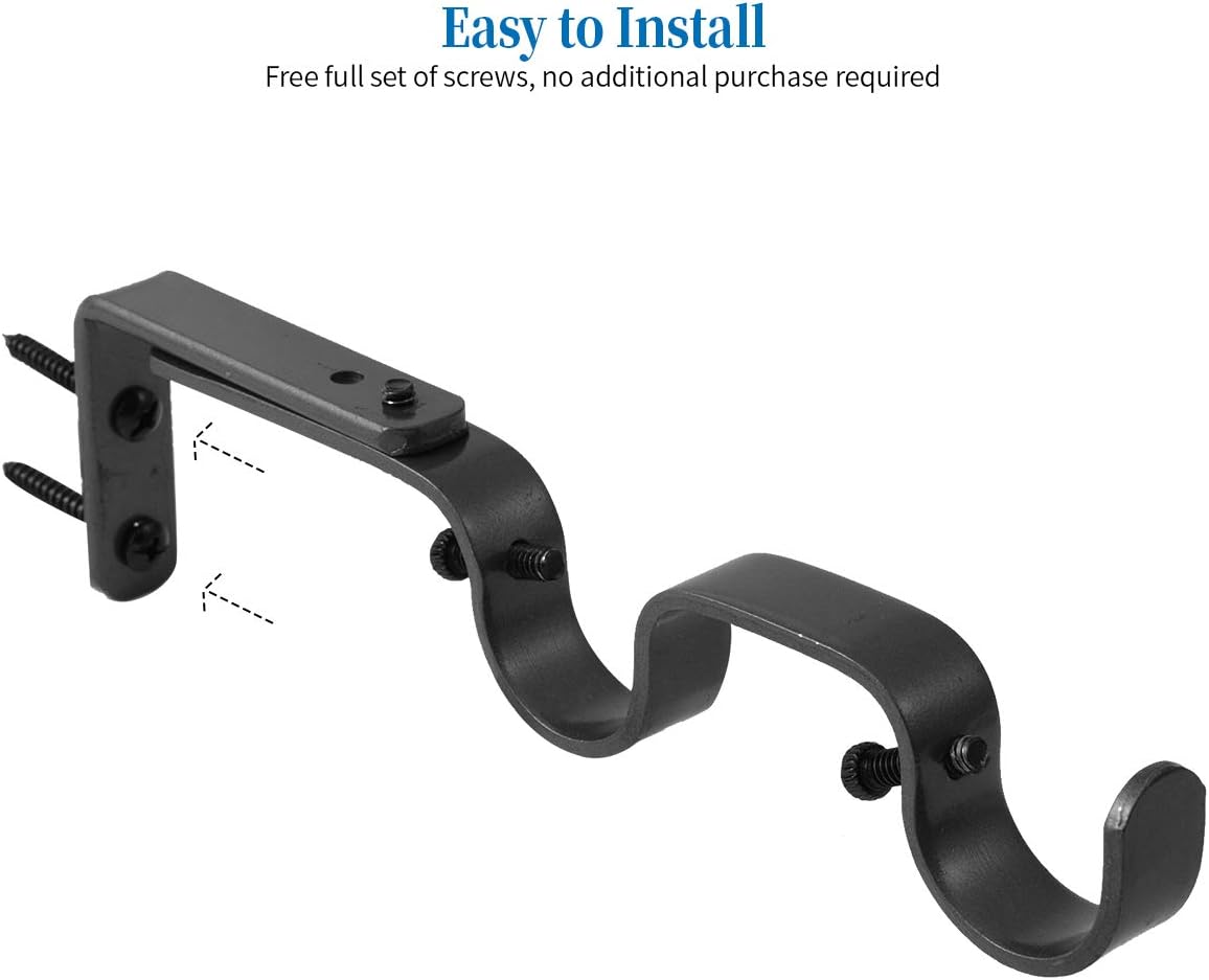 Heavy Duty Curtain Rod Brackets - Adjustable Double Rod Holders