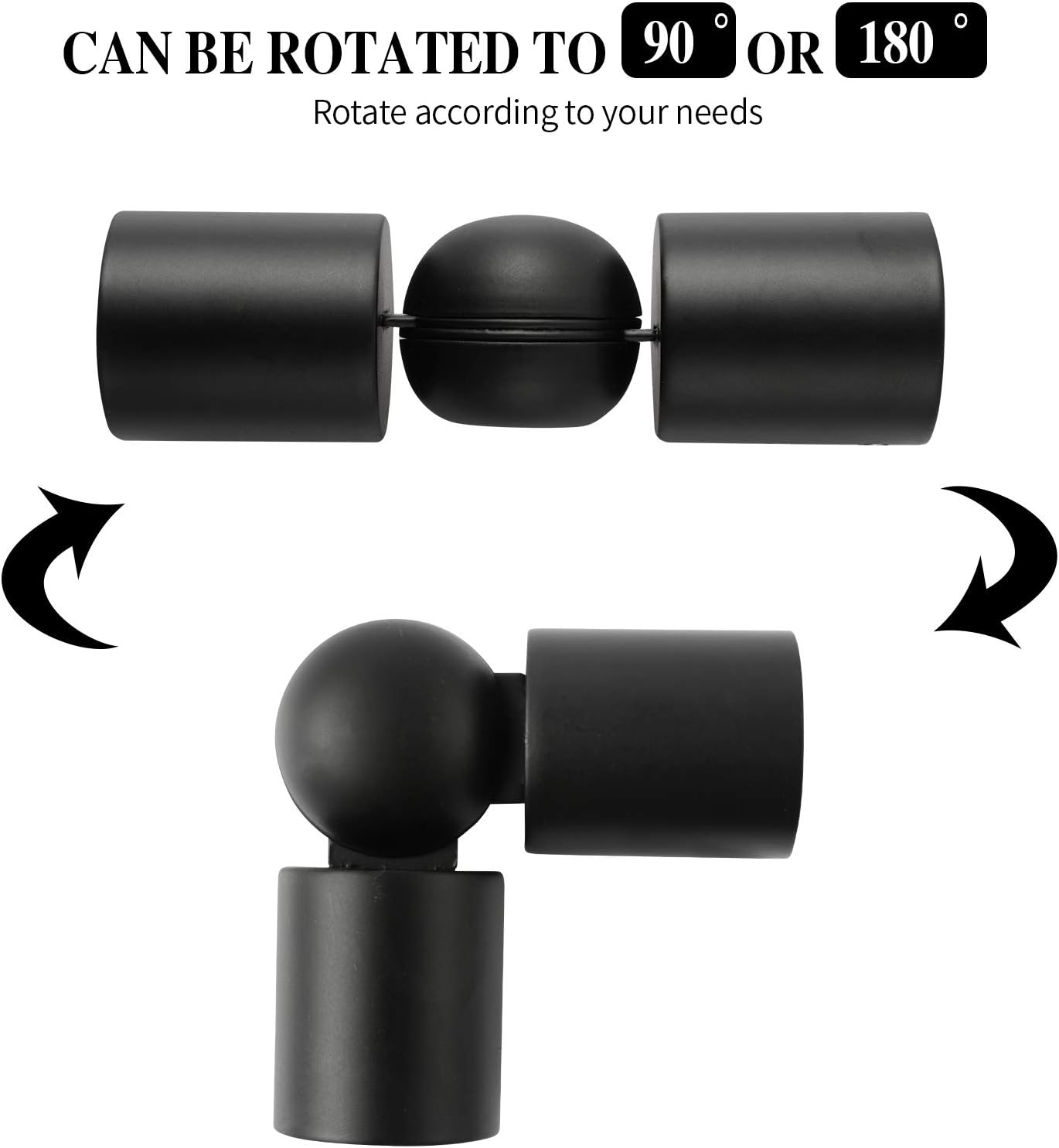 Heavy Duty Hinged Elbow Connector Curtain Rod Corner Connector Elbow Connector for 1 Inch Bay Window Curtain Rods