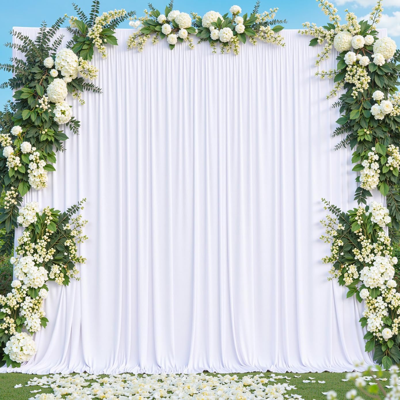 10x10 White Backdrop Curtain for Parties Wedding Wrinkle Free White Photo Curtains Backdrop Drapes Fabric Decoration for Baby Shower 5ft x 10ft