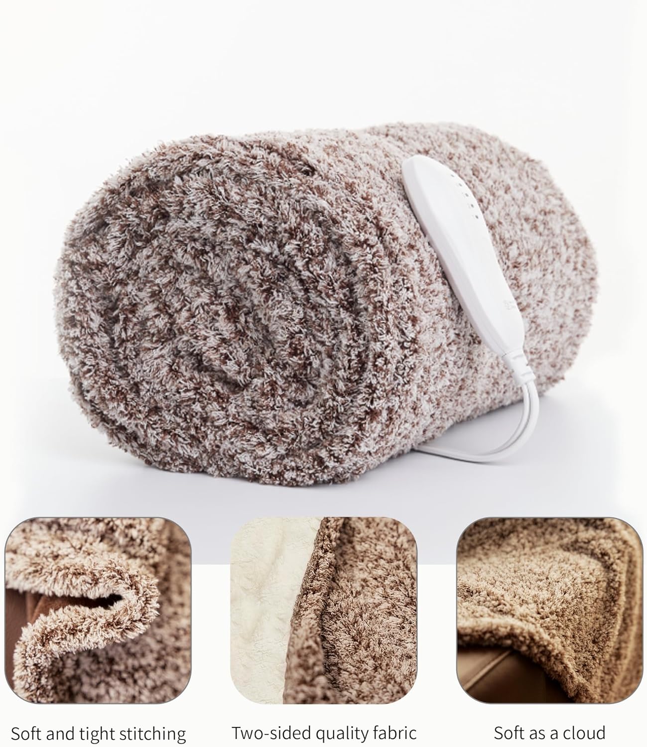 Heated Blanket Electric Throw 50" x 60" -Heated Throw Blanket with 5 Heating Levels & 3 Hours Auto Off