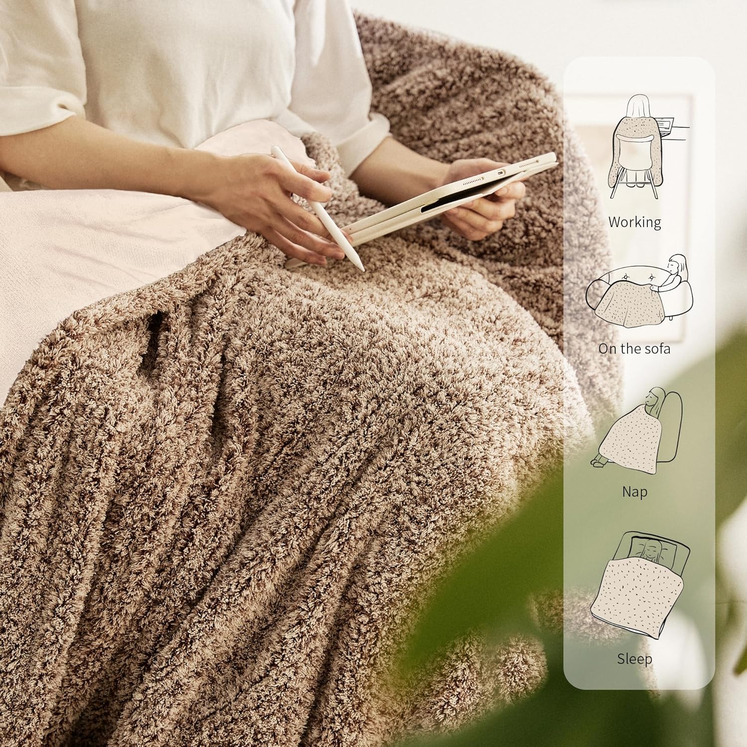 Heated Blanket Electric Throw 50" x 60" -Heated Throw Blanket with 5 Heating Levels & 3 Hours Auto Off