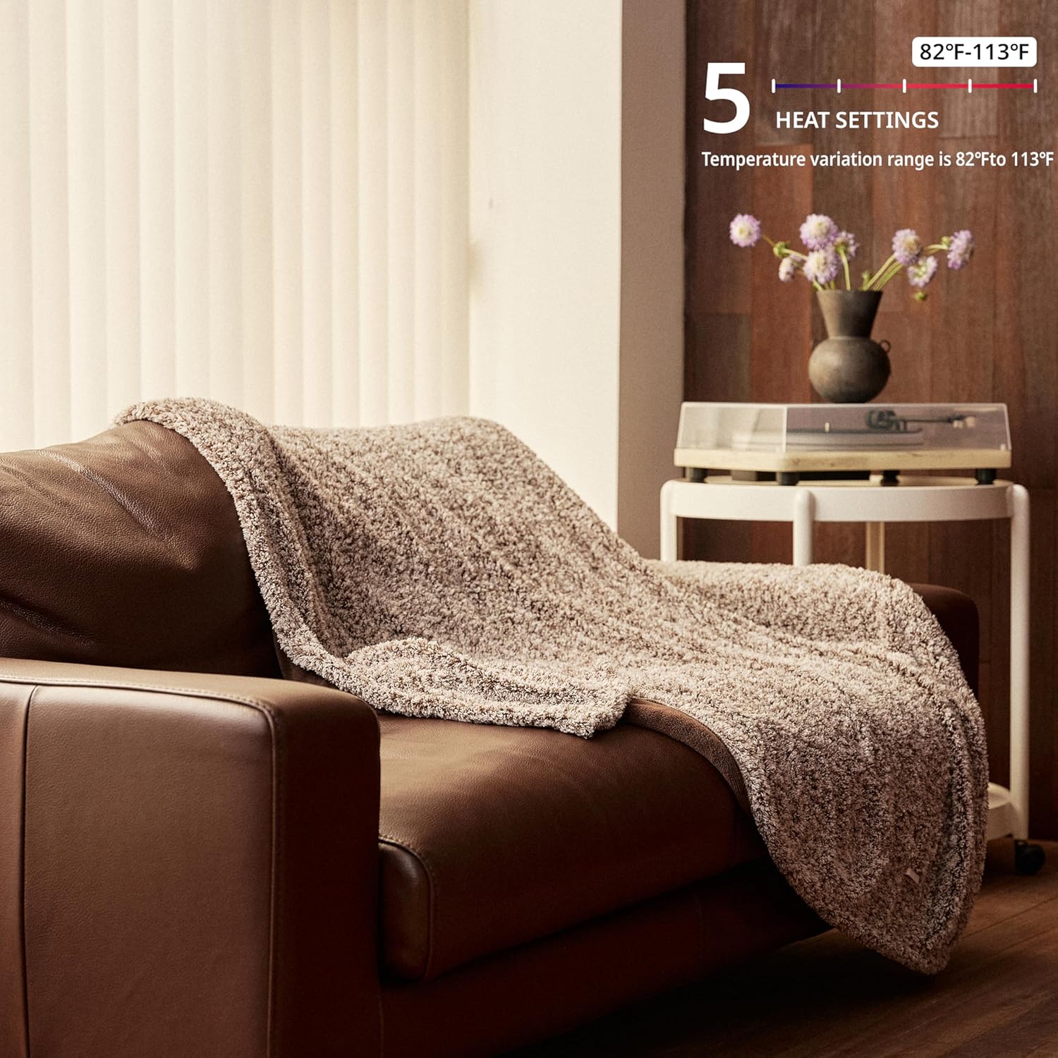 Heated Blanket Electric Throw 50" x 60" -Heated Throw Blanket with 5 Heating Levels & 3 Hours Auto Off