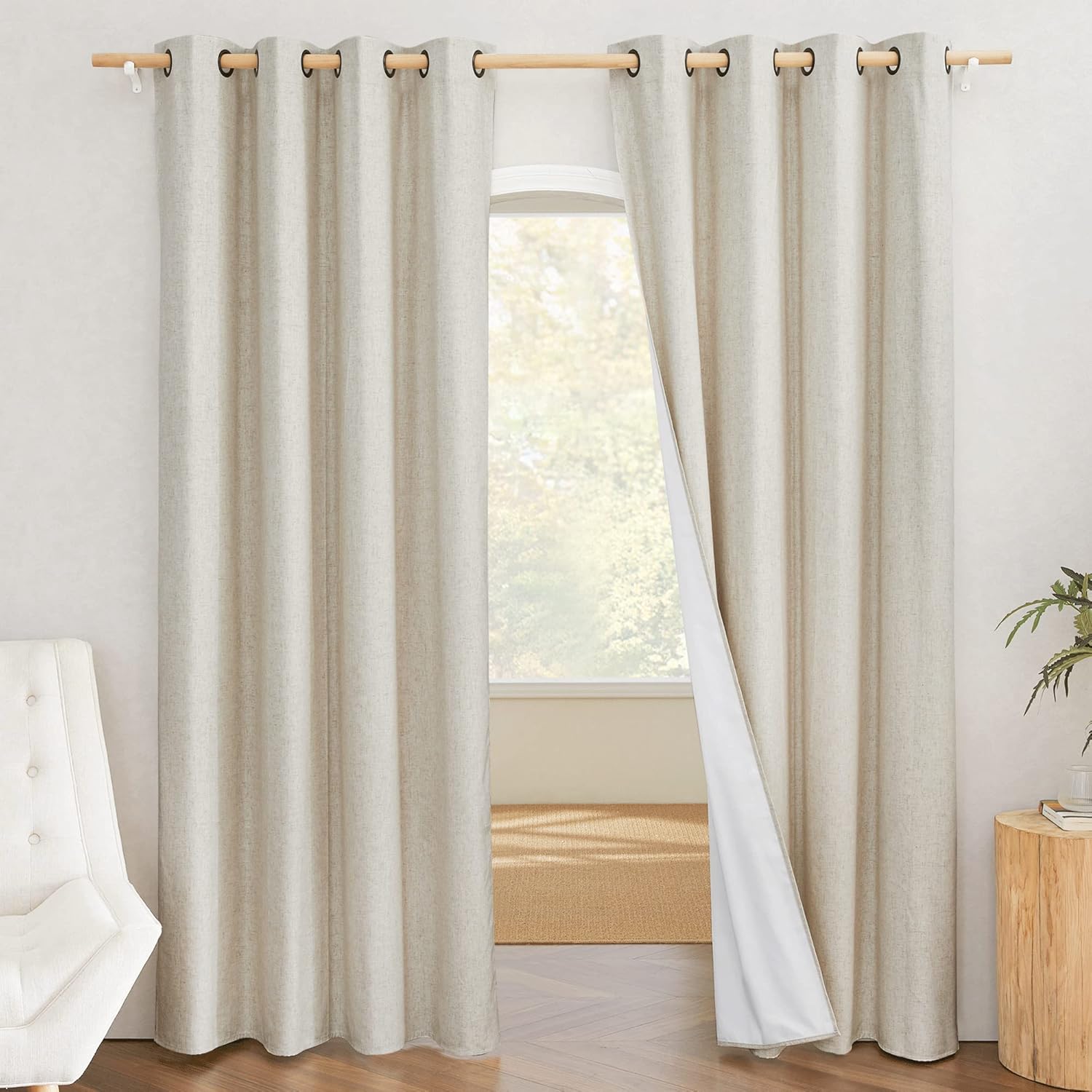 Linen Curtains 84 Inch Long 100% Blackout 2 Panels Natural Thick Farmhouse Living Room Soundproof Curtain Thermal Insulated Window Treatment Door Curtain Drapes (52-Inch Width Each Panel) Linen Curtains 84 Inch Long 100% Blackout 2 Panels Natural Thick Farmhouse Living Room Soundproof Curtain Thermal Insulated Window Treatment Door Curtain Drapes (52-Inch Width Each Panel)