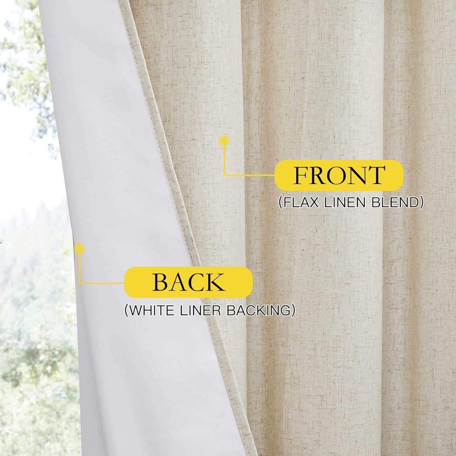 Linen Curtains 84 Inch Long 100% Blackout 2 Panels Natural Thick Farmhouse Living Room Soundproof Curtain Thermal Insulated Window Treatment Door Curtain Drapes (52-Inch Width Each Panel)