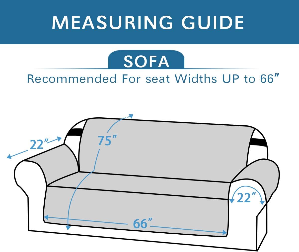 Reversible Sofa Cover for 3 Cushion Couch Water Resistant Couch Cover for Dogs Non Slip Furniture Protector Cover with Elastic Strap for Pet Cat (Seat Width: 66"