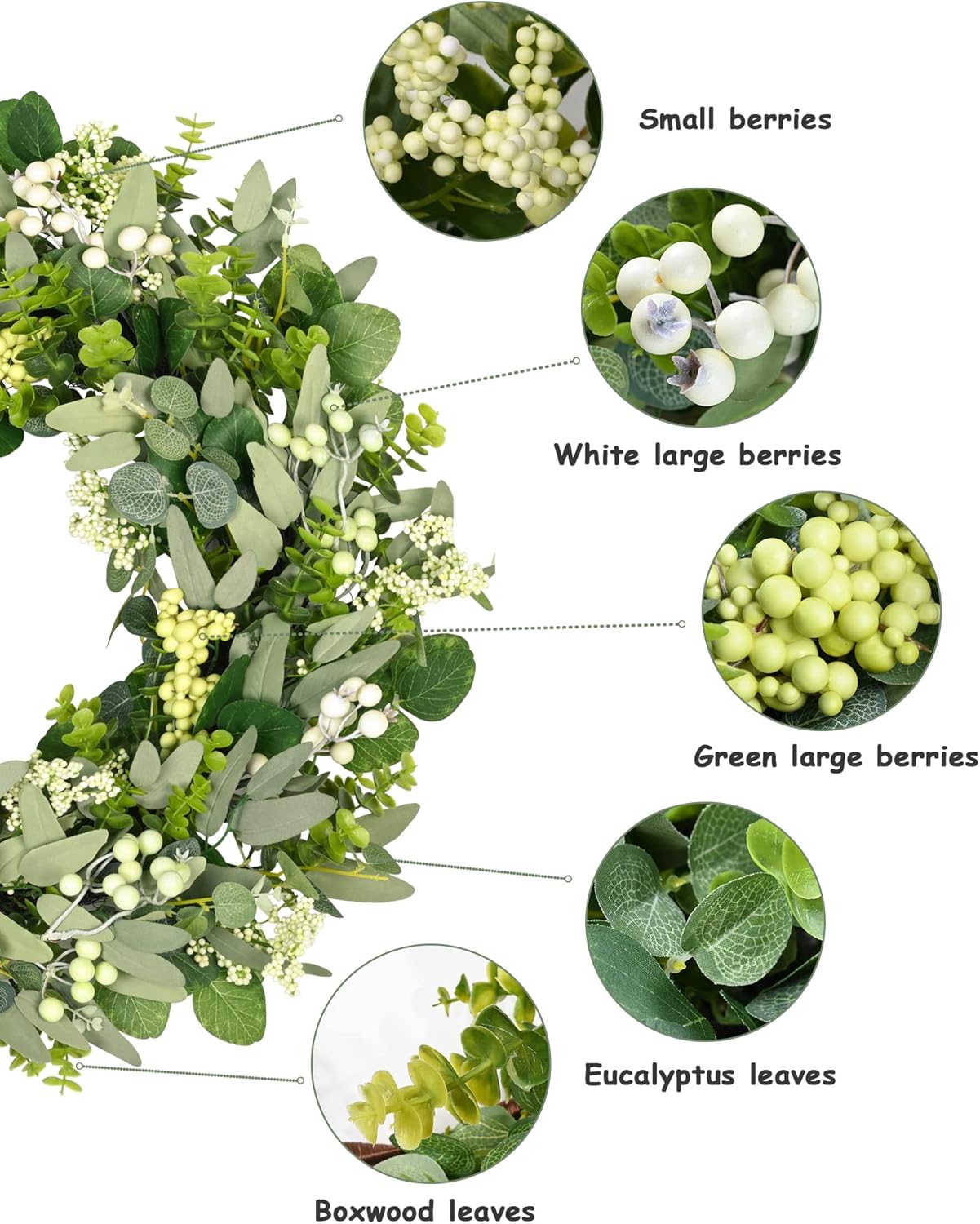 Green Eucalyptus Leaves Front Door Wreath