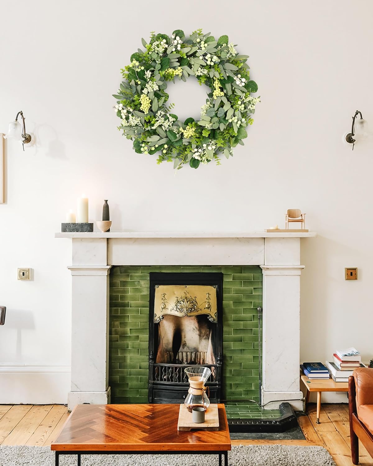 Green Eucalyptus Leaves Front Door Wreath