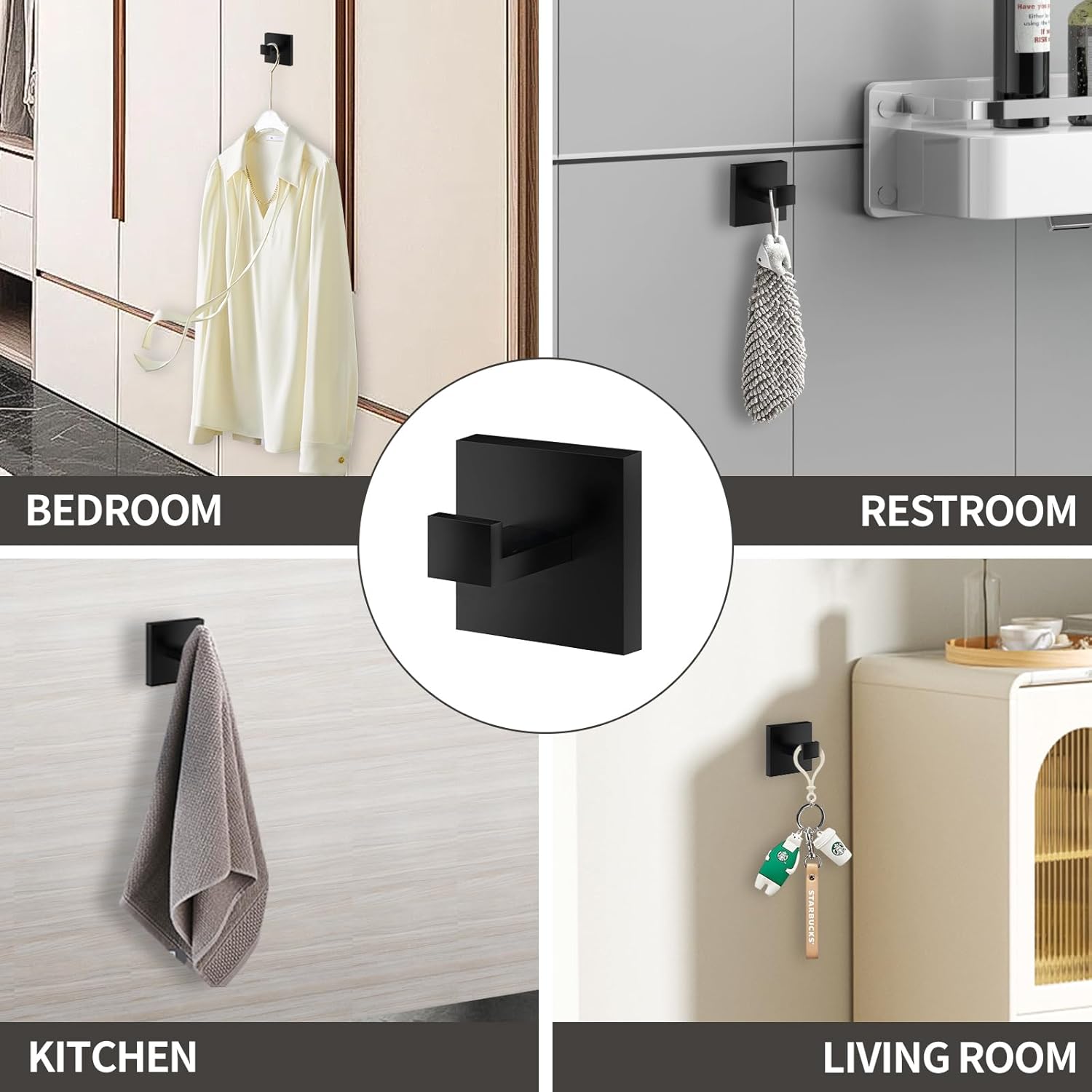 4 Pack Bathroom Towel Hooks