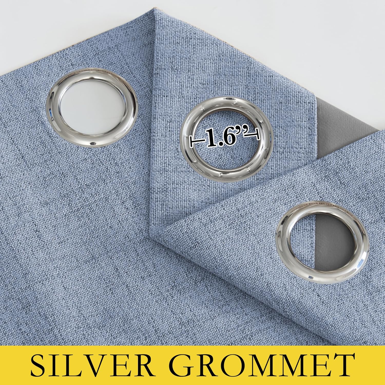 Stone Blue Vintage Linen 100% Blackout Curtains for Living Room