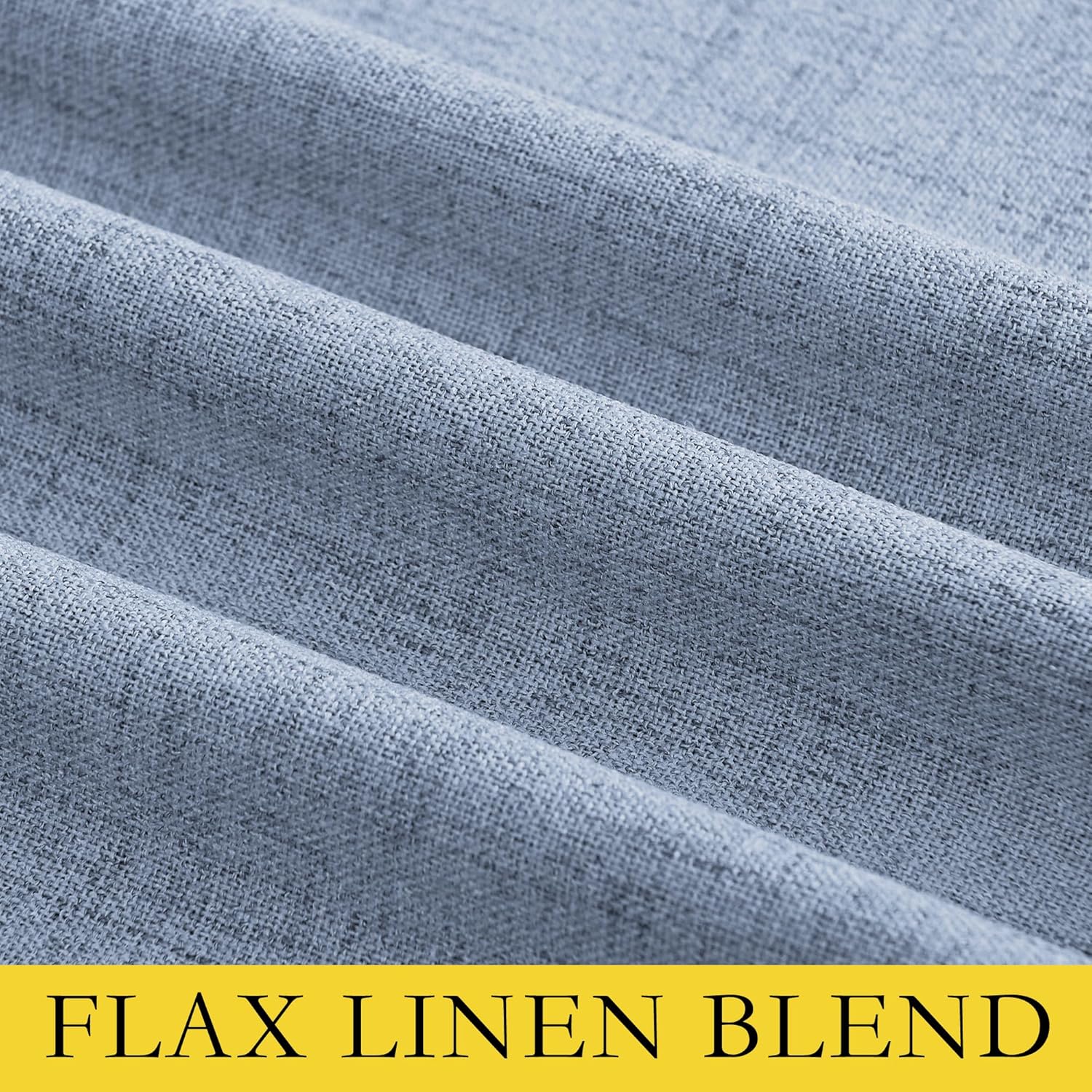 Stone Blue Vintage Linen 100% Blackout Curtains for Living Room