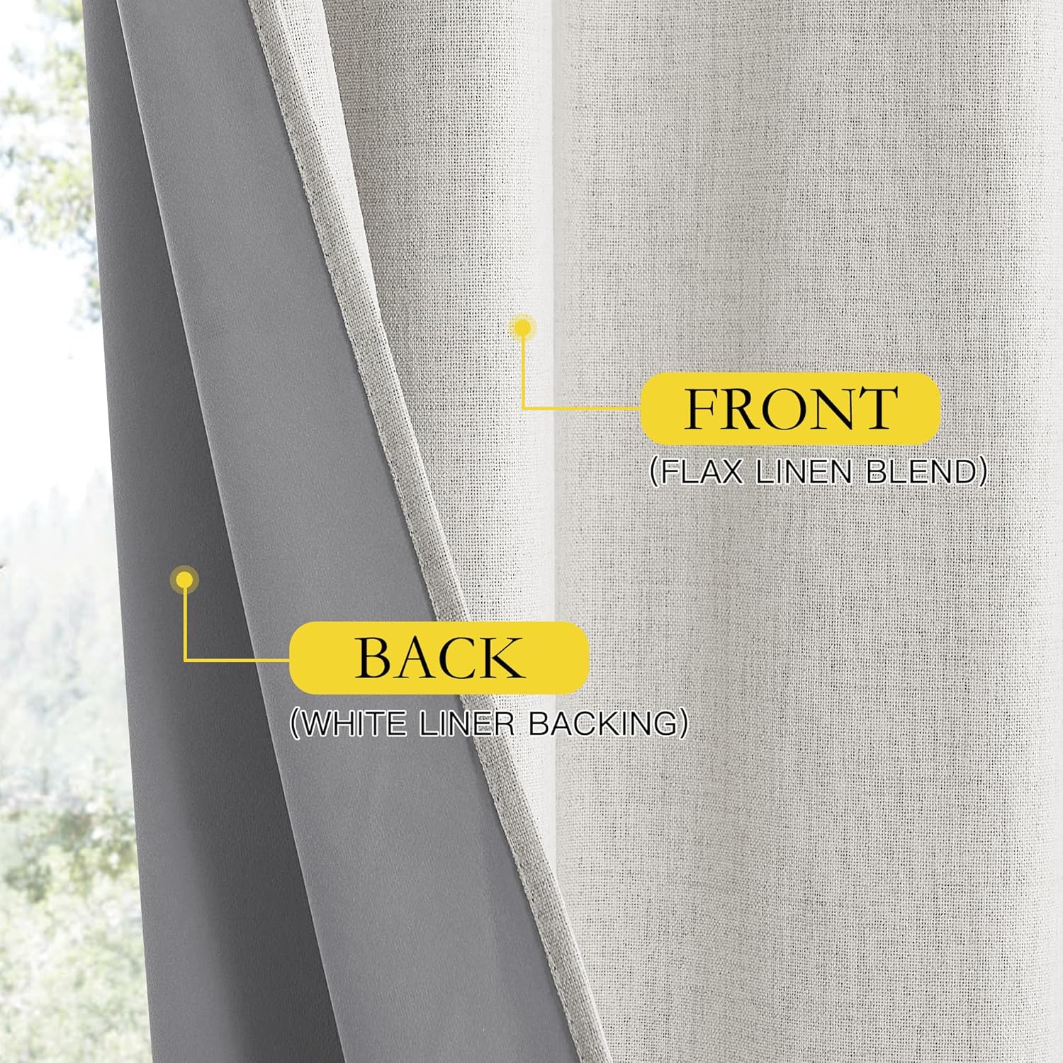 Snowbound Vintage Linen 100% Blackout Curtains for Living Room