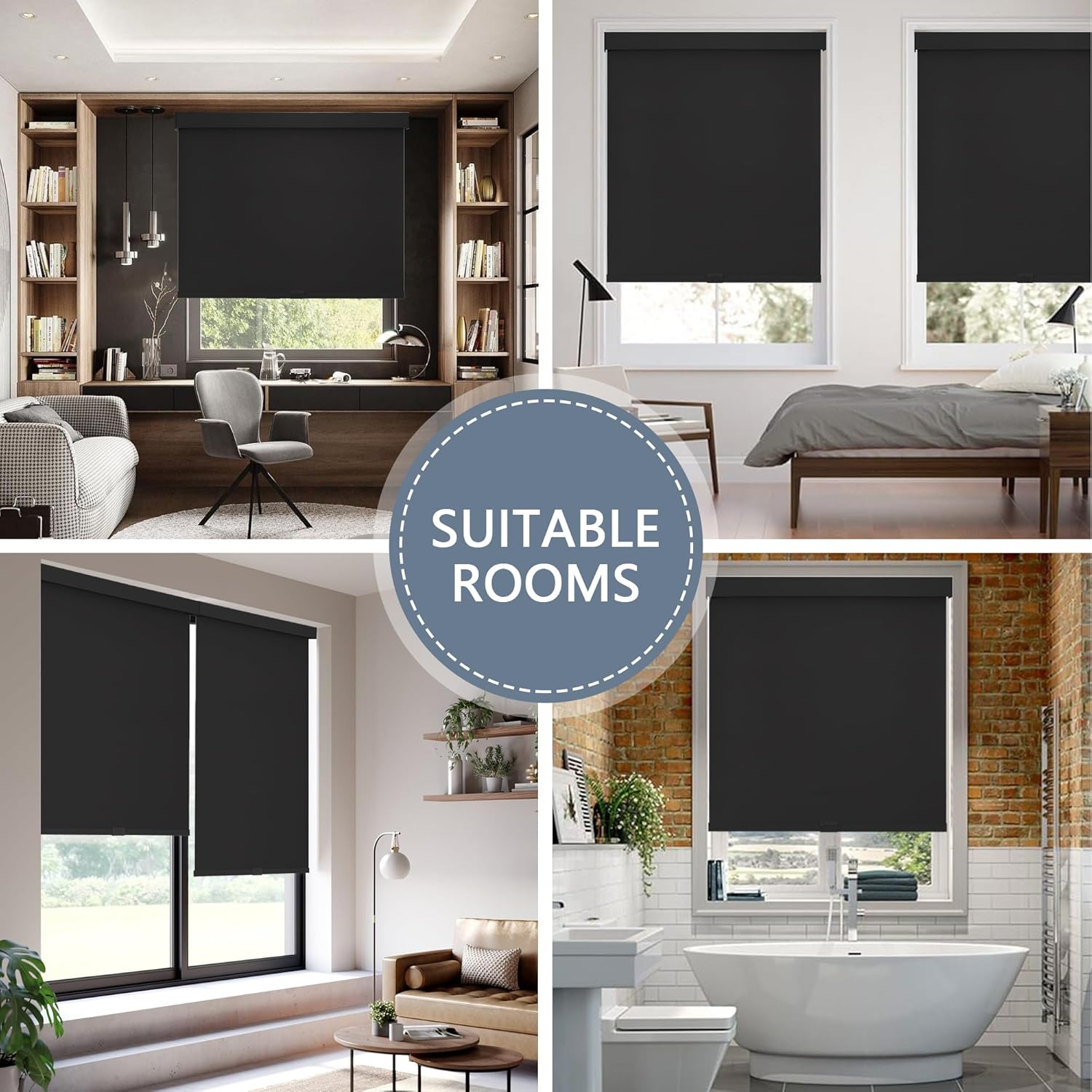 Blackout Roller Shades Cordless Blinds for Windows