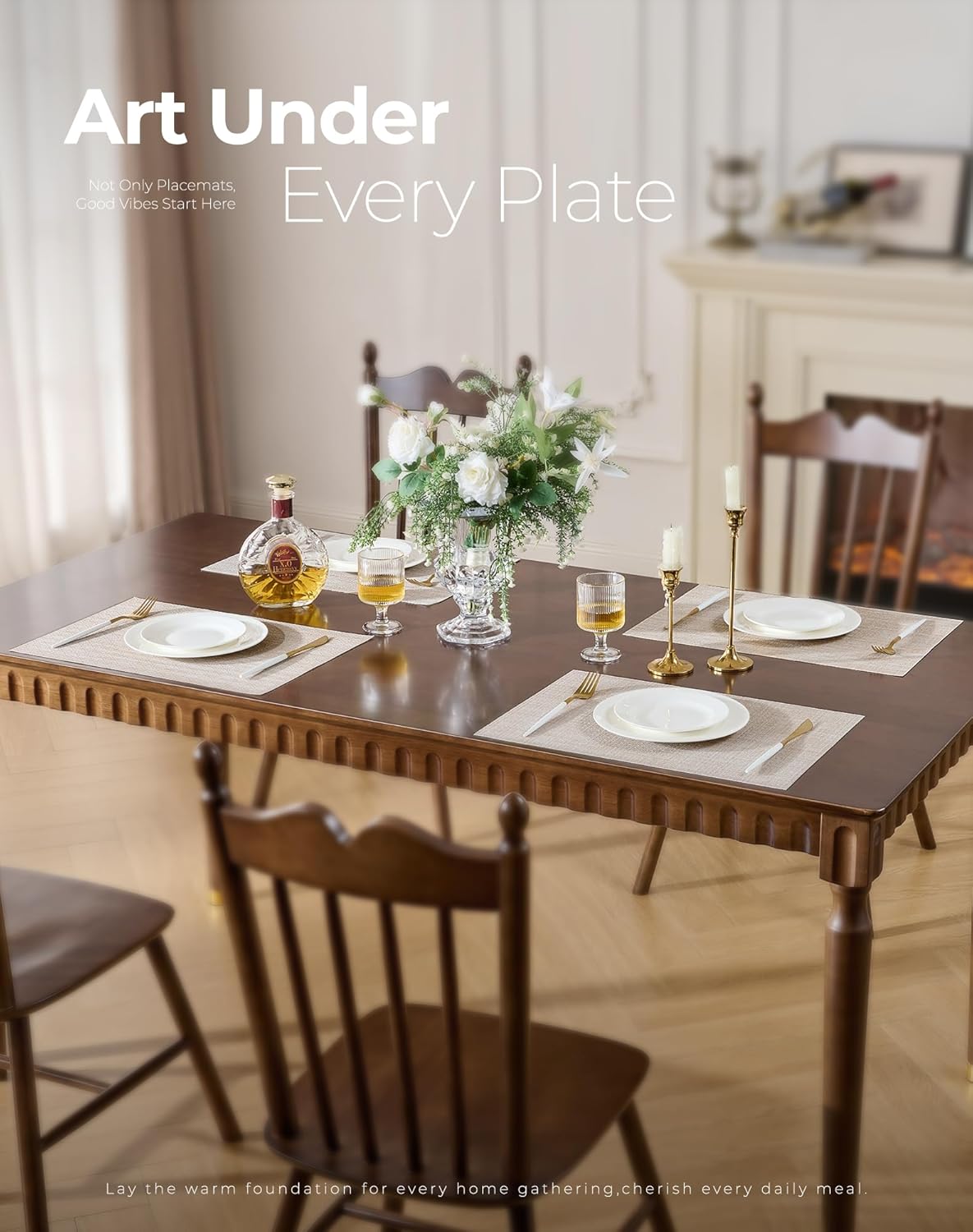Beige Placemats Set of 6 - Heat Resistant Non-Slip Place mats for Dining Table