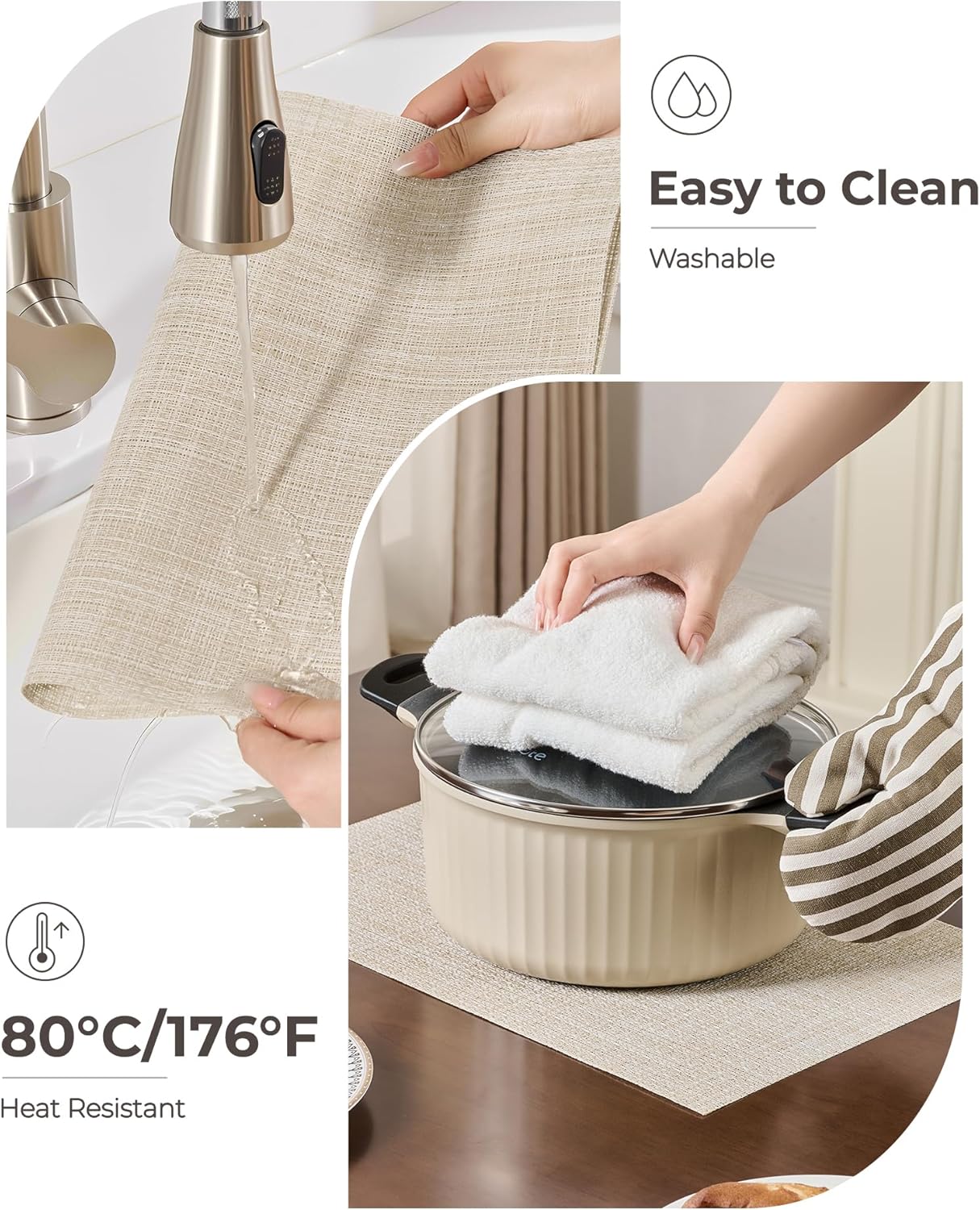 Beige Placemats Set of 6 - Heat Resistant Non-Slip Place mats for Dining Table