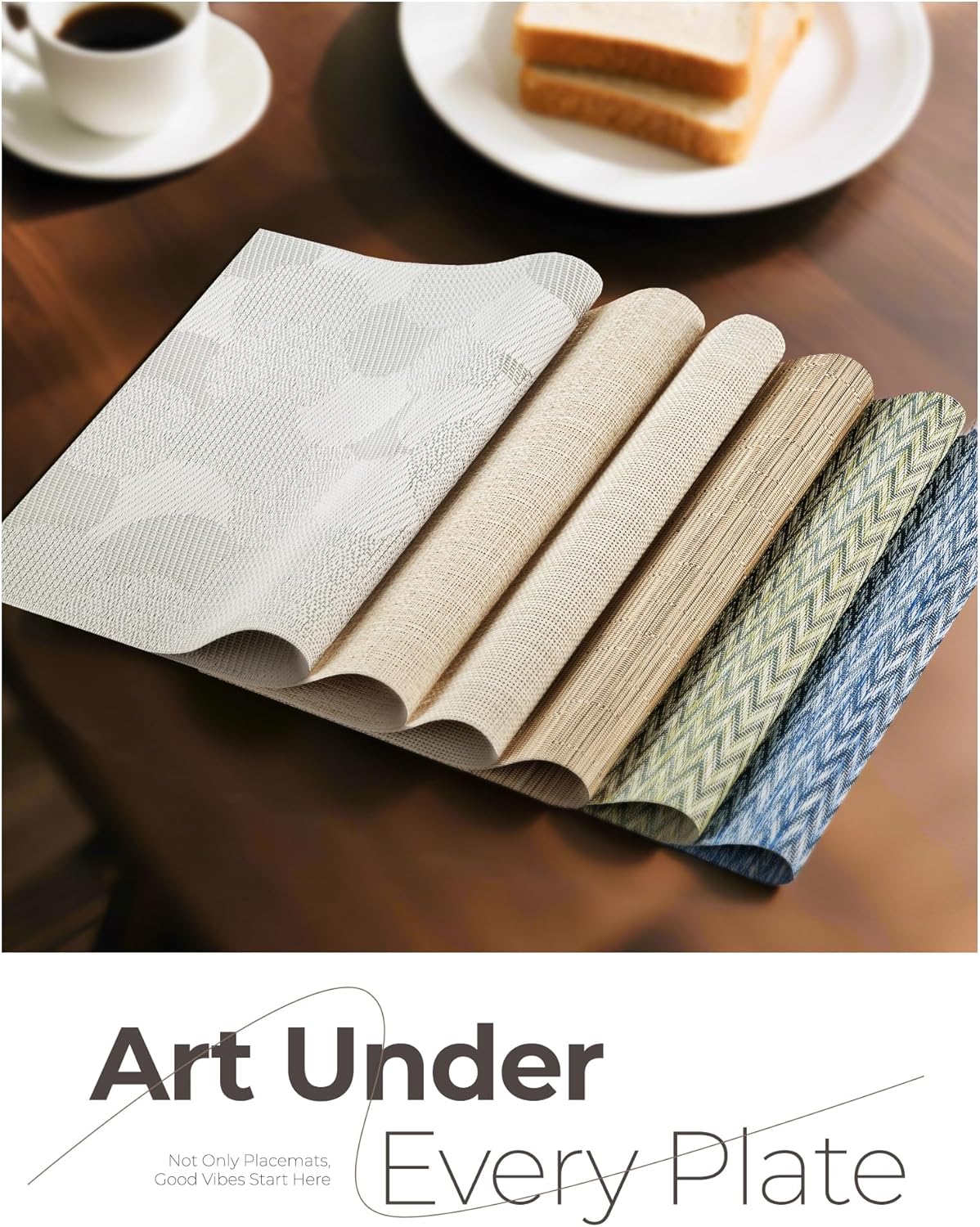 Beige Placemats Set of 6 - Heat Resistant Non-Slip Place mats for Dining Table