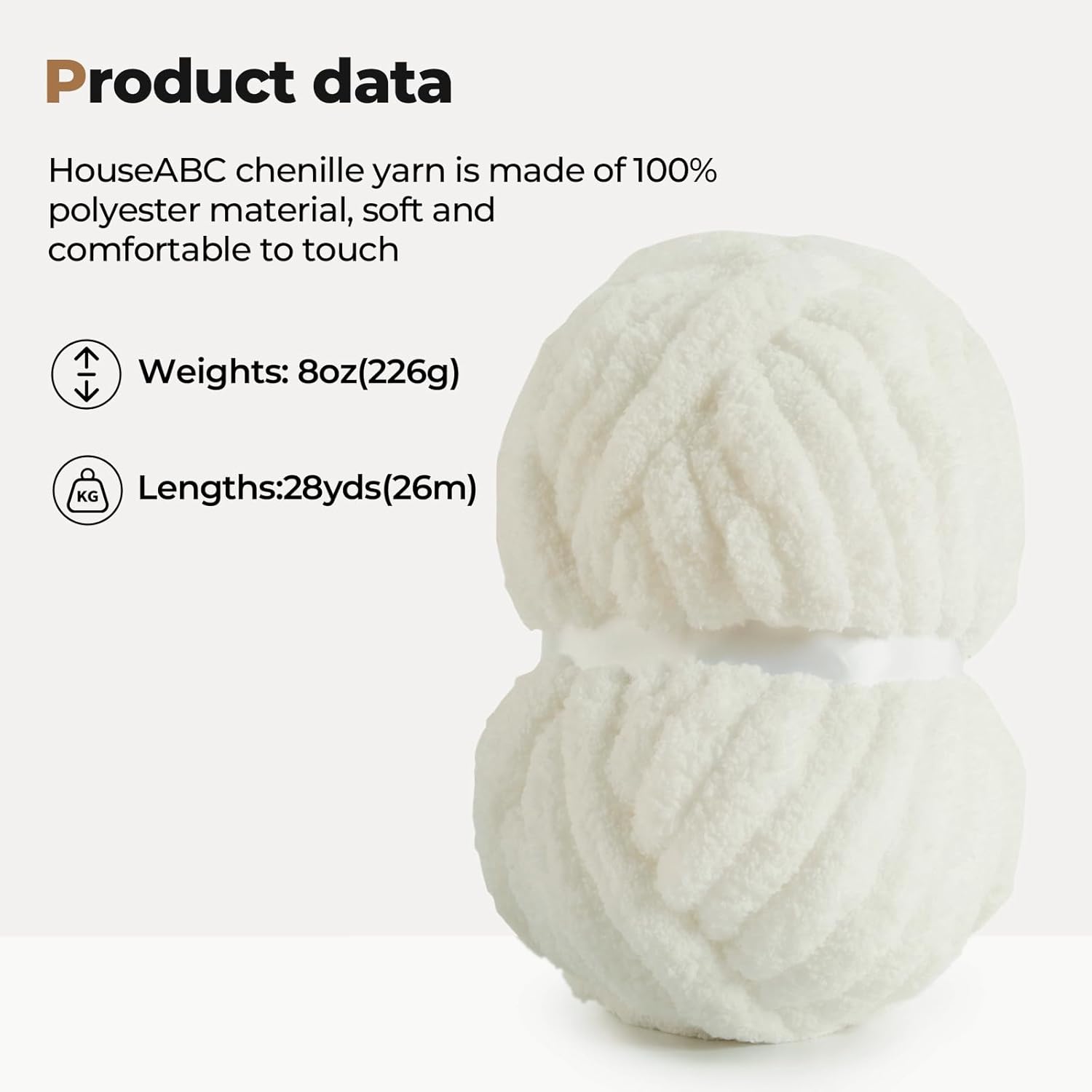 Chunky Yarn for Hand Knitting Soft Jumbo Bulky Fluffy Yarn for Crocheting Blanket Scarf DIY 8 Pack (Cream