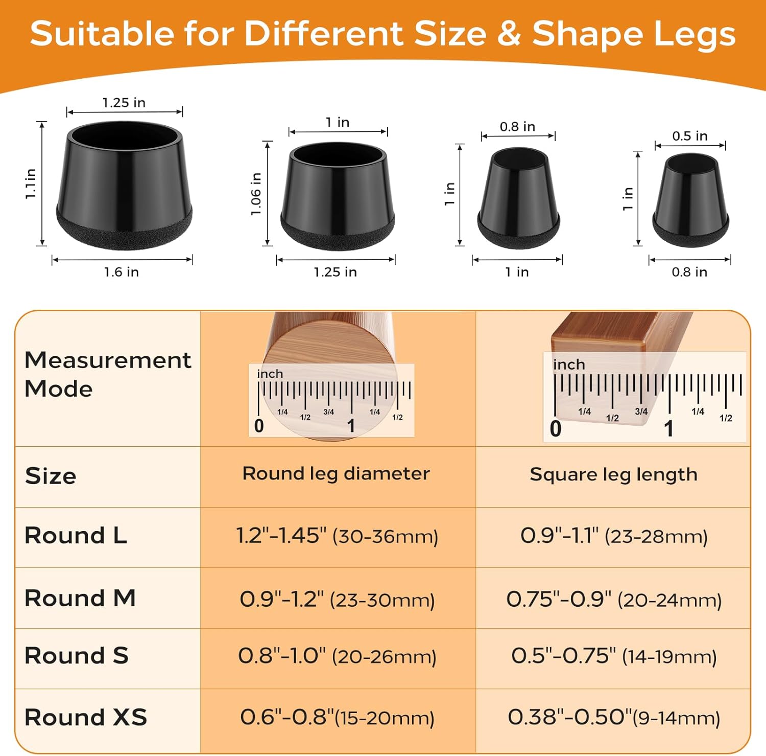 Silicone Chair Leg Floor Protectors Extra Small 24PCS - Furniture Felt Silicone Integrated Chair Foot Covers/Dark-Black/Rubber - Protect Floors from Scratches