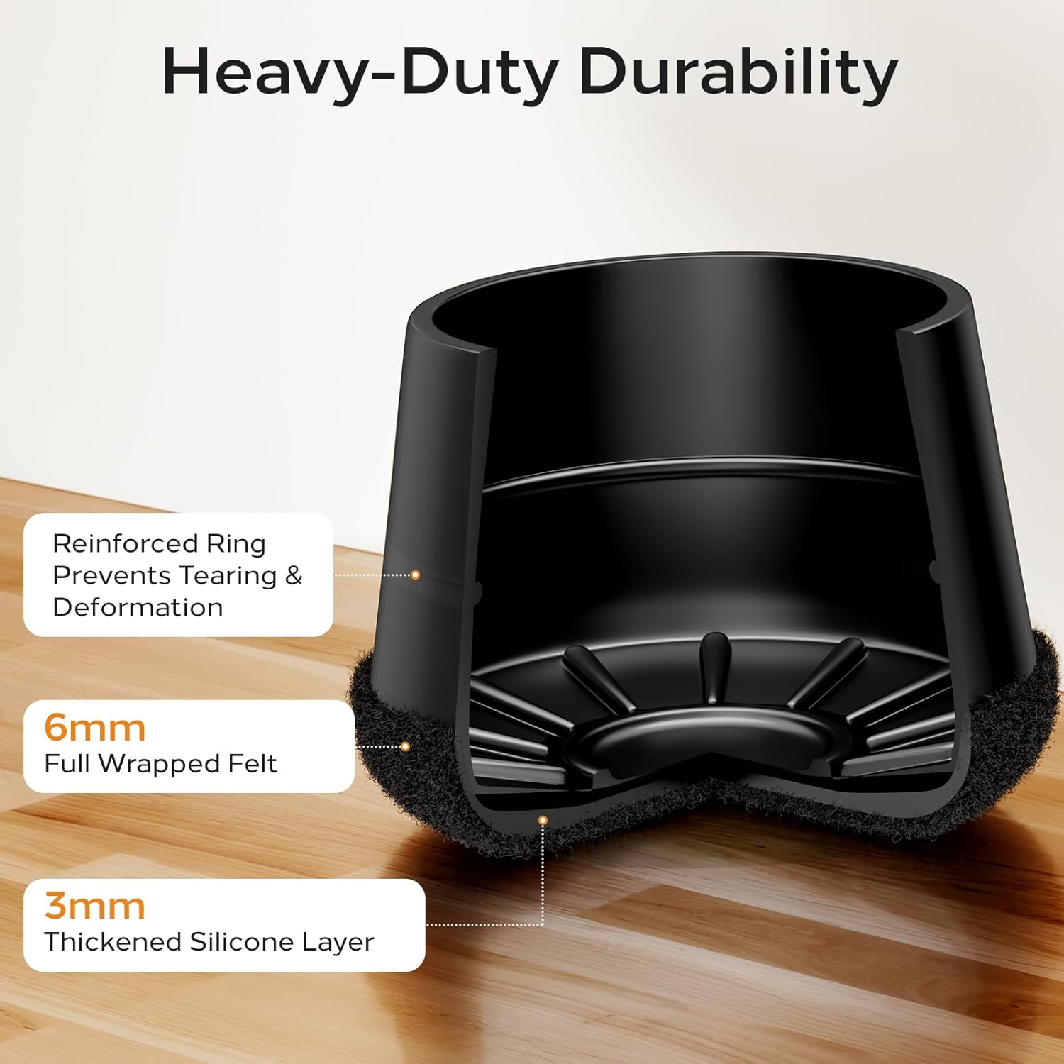 Silicone Chair Leg Floor Protectors Extra Small 24PCS - Furniture Felt Silicone Integrated Chair Foot Covers/Dark-Black/Rubber - Protect Floors from Scratches