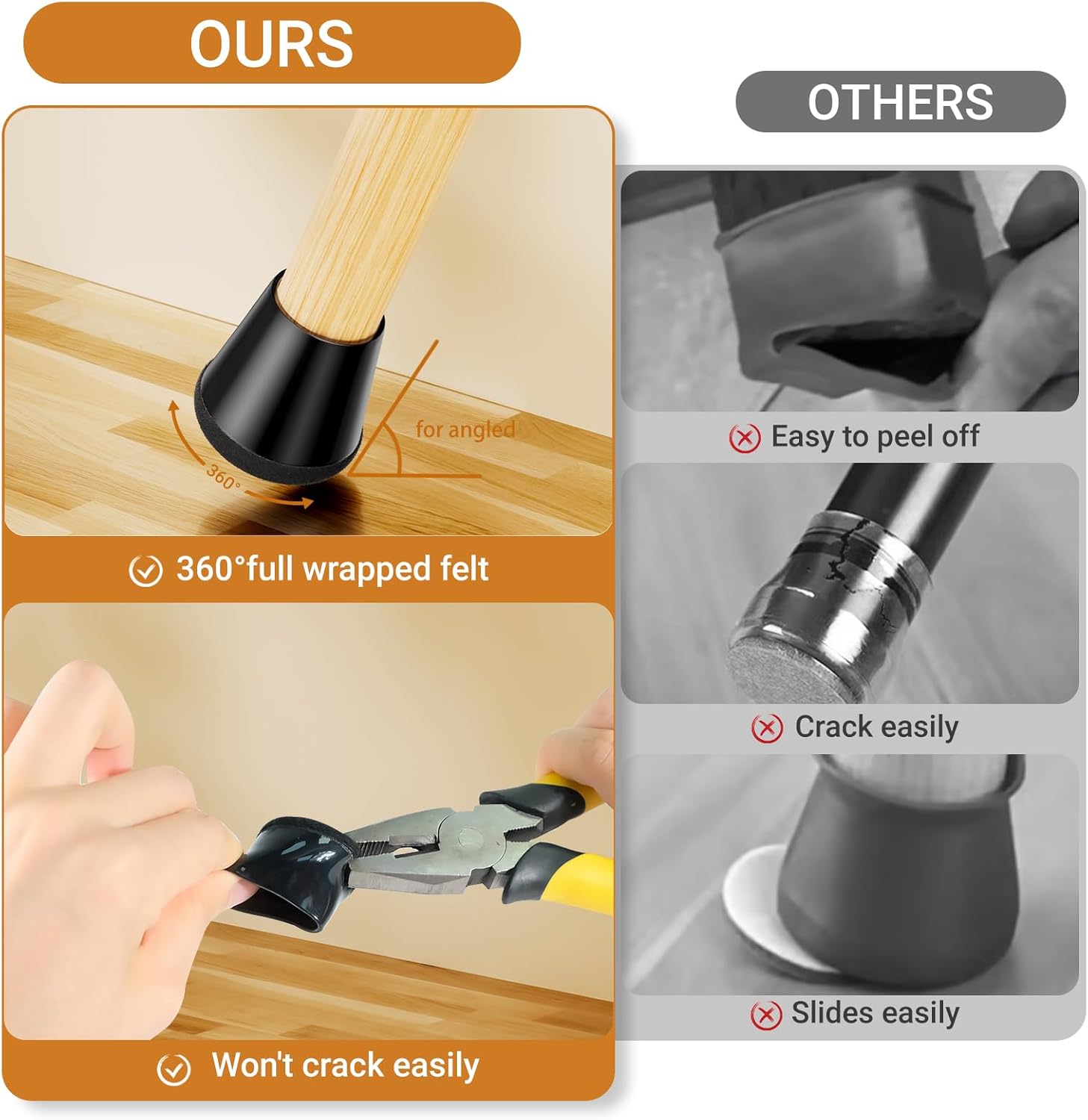 Silicone Chair Leg Floor Protectors Extra Small 24PCS - Furniture Felt Silicone Integrated Chair Foot Covers/Dark-Black/Rubber - Protect Floors from Scratches