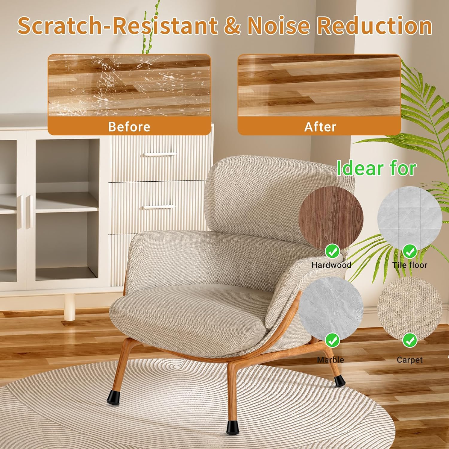 Silicone Chair Leg Floor Protectors Extra Small 24PCS - Furniture Felt Silicone Integrated Chair Foot Covers/Dark-Black/Rubber - Protect Floors from Scratches