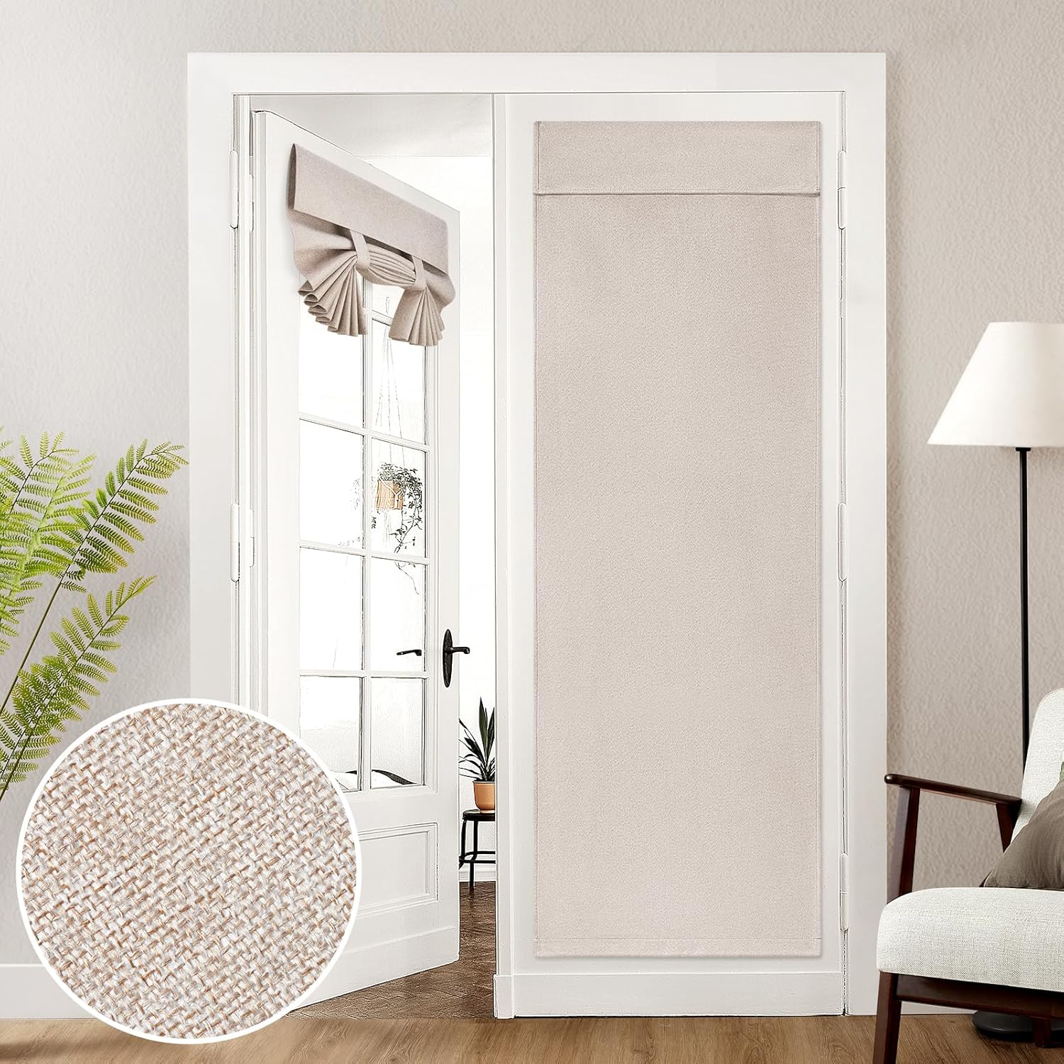 100% Natural Linen Blackout French Door Curtains 100% Natural Linen Blackout French Door Curtains