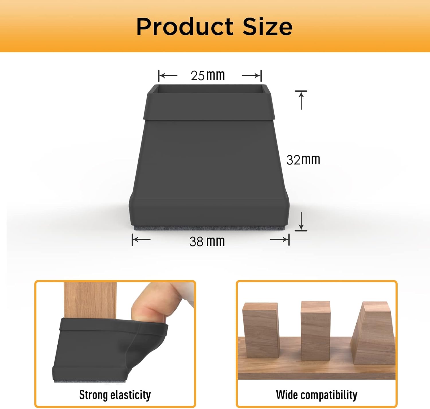 16 PCS Square Silicone Chair Leg Floor Protector