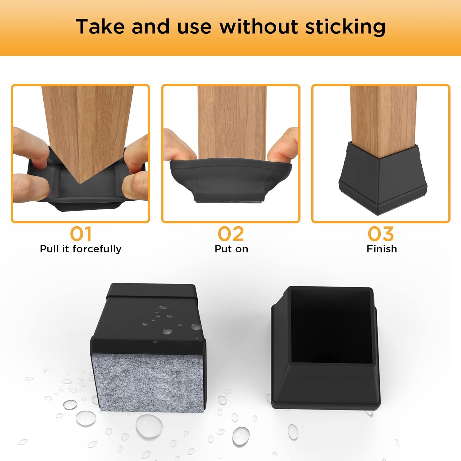 16 PCS Square Silicone Chair Leg Floor Protector