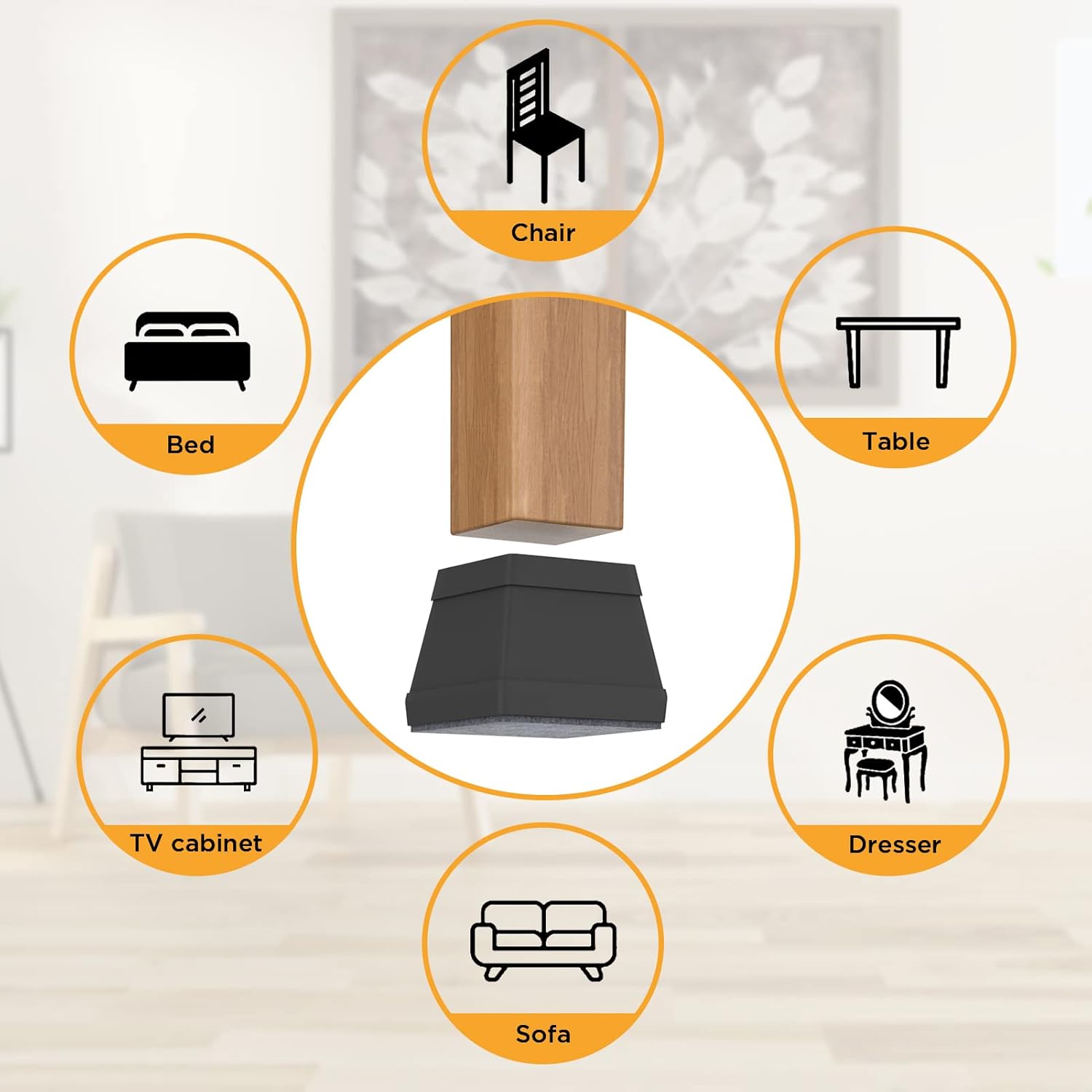 16 PCS Square Silicone Chair Leg Floor Protector