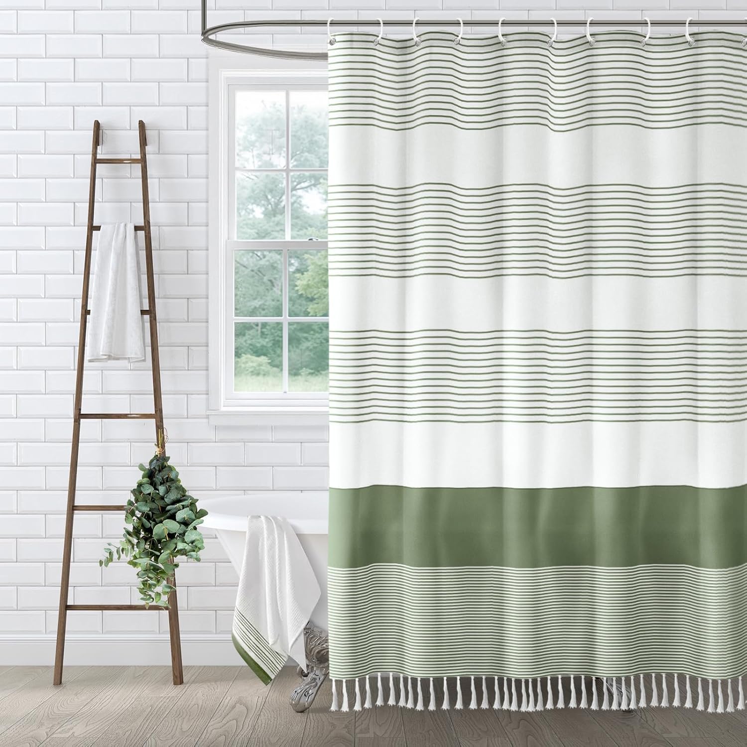 Sage Green Shower Curtain Cotton Boho Striped Shower Curtains for Bathroom with Tassel 72 X 72 Sage Green Shower Curtain Cotton Boho Striped Shower Curtains for Bathroom with Tassel 72 X 72