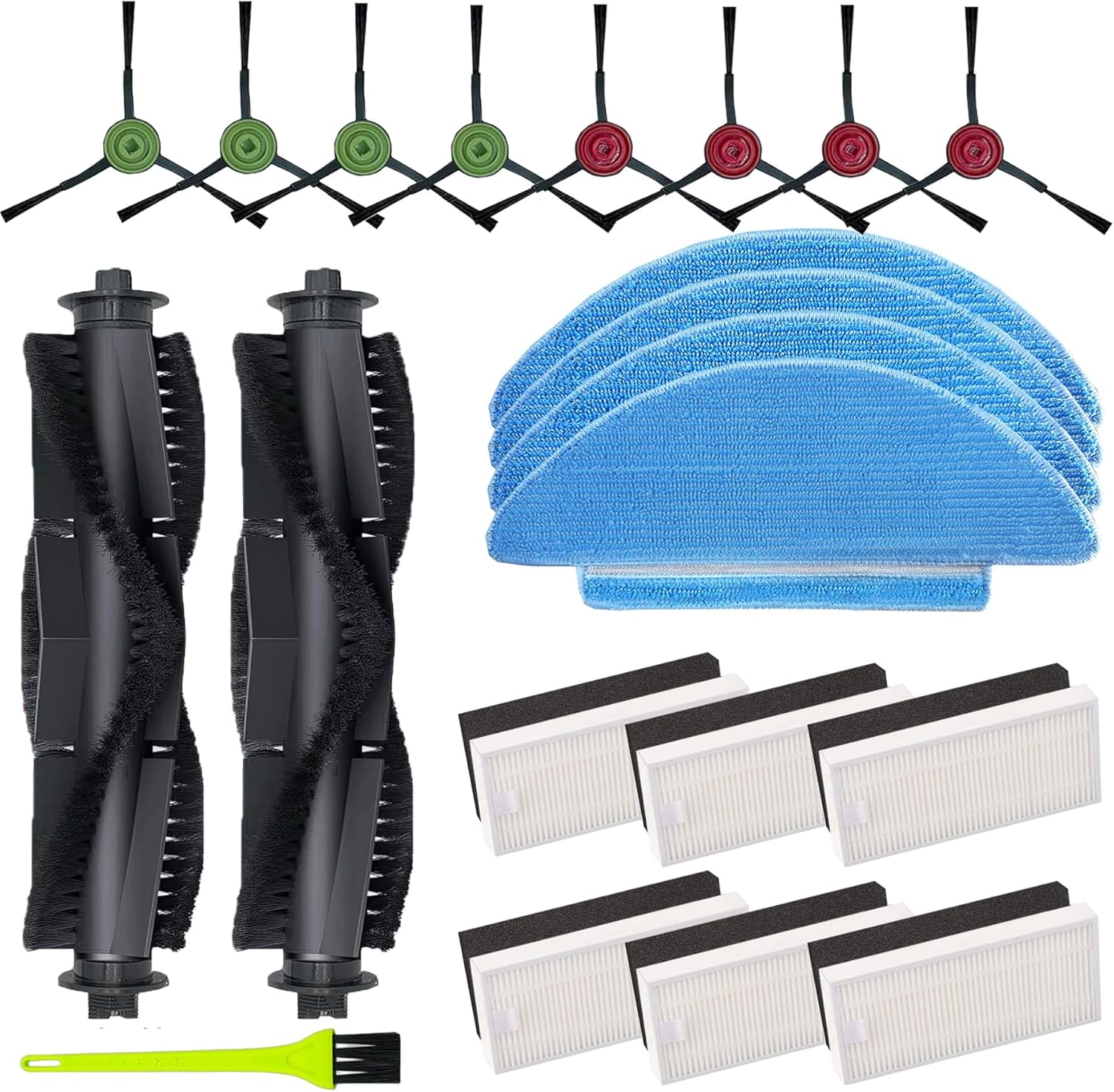 Replacement Parts Compatible with Tikom L9000, L8000, Lubluelu SL60D, SG60, SL61, Airzeen Q6 SE, HONITURE Q6 SE, and Laresar L6 Nex Robot Vacuums,Brush,Filter,Mop Pad