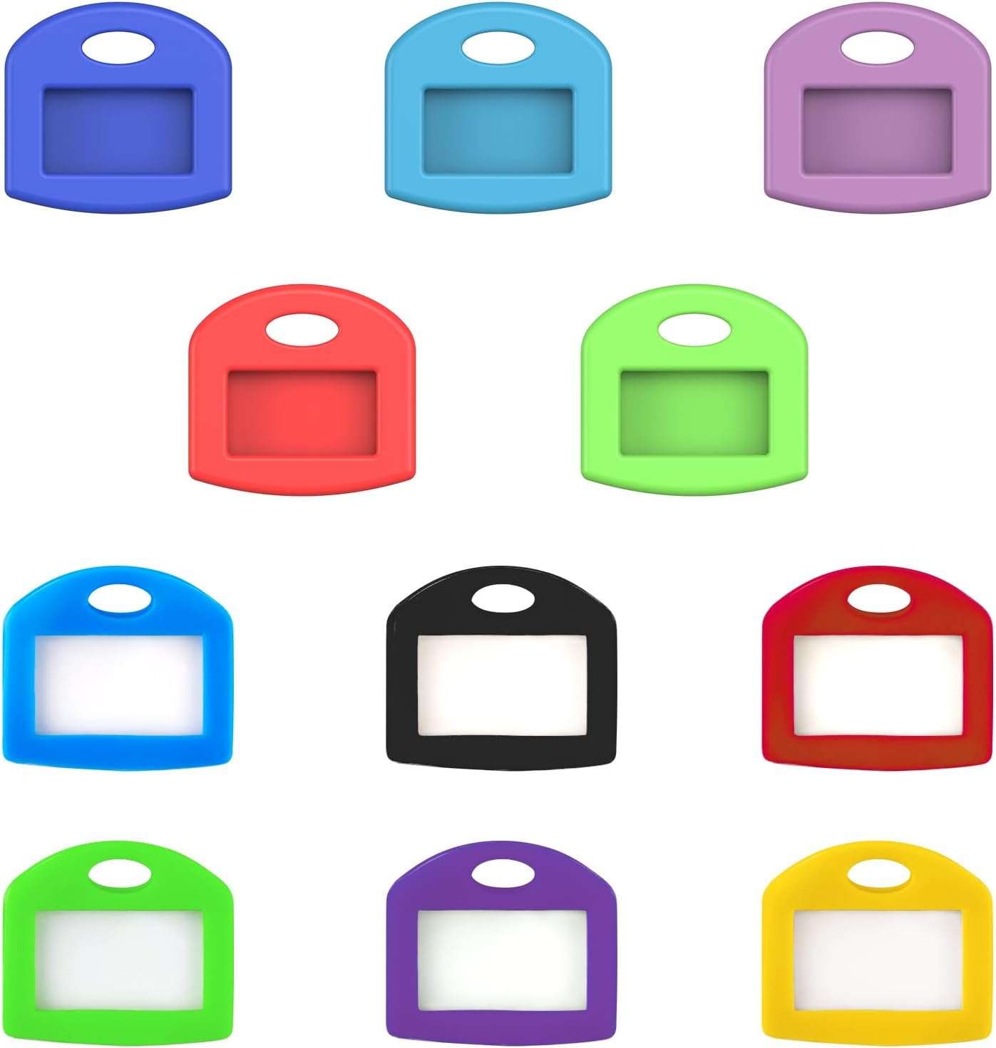 49 Pcs Key Covers Caps 1 Inch Key Covers Protectors with Blank Paper Labels and Clear Windows Soft Key Identifiers for Standard Regular Thin Flat House Keys (Not for Odd-Shaped), 11 Colors