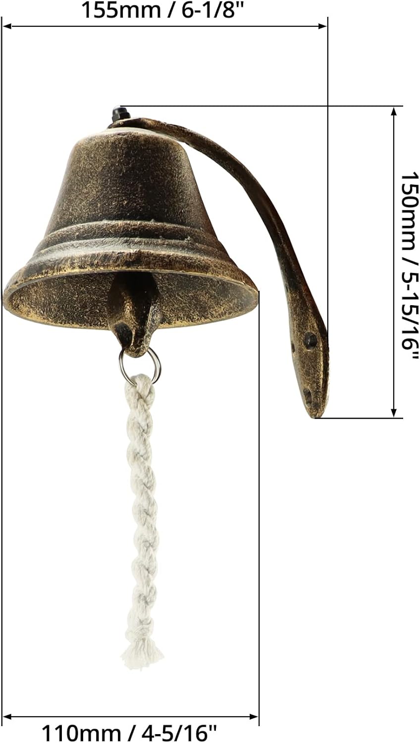 Cast Iron Vintage Hanging Bell – Loud Rustic Wall Bell for Farmhouse