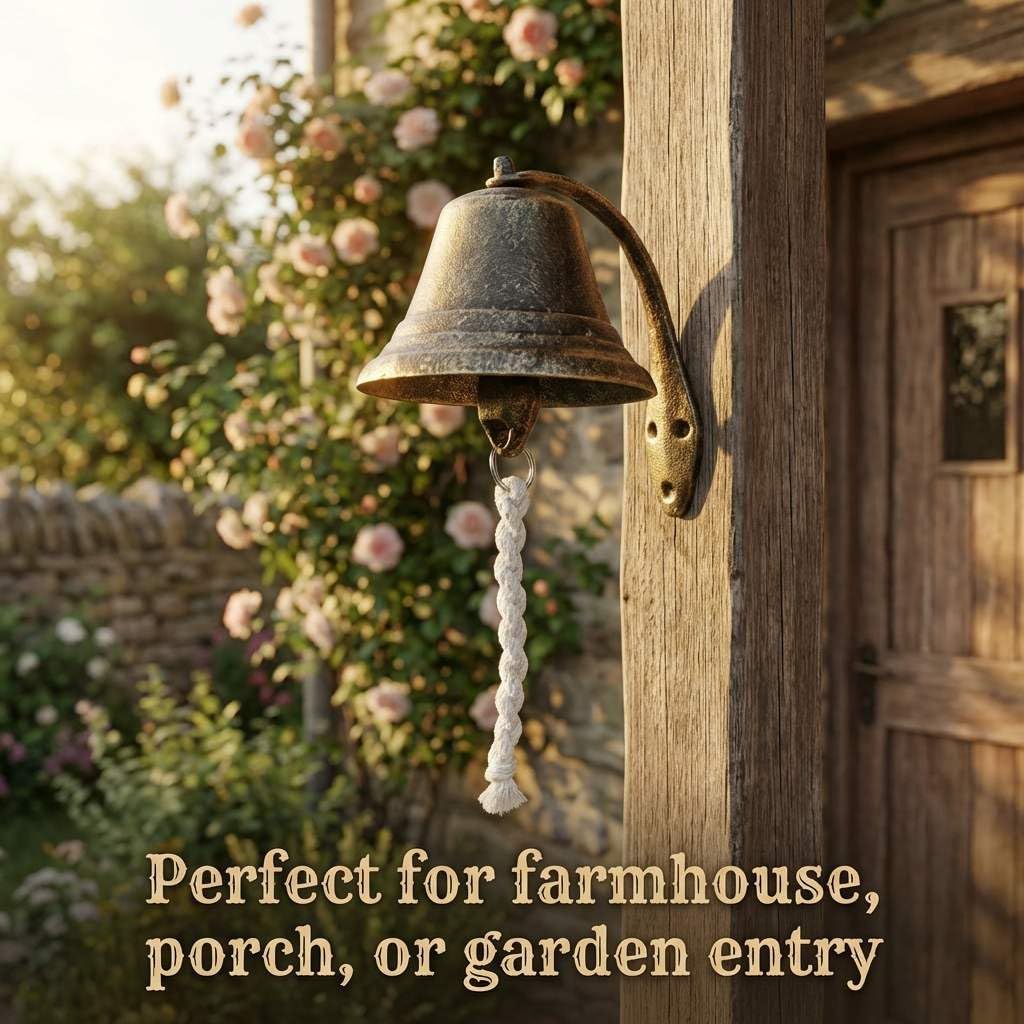 Cast Iron Vintage Hanging Bell – Loud Rustic Wall Bell for Farmhouse