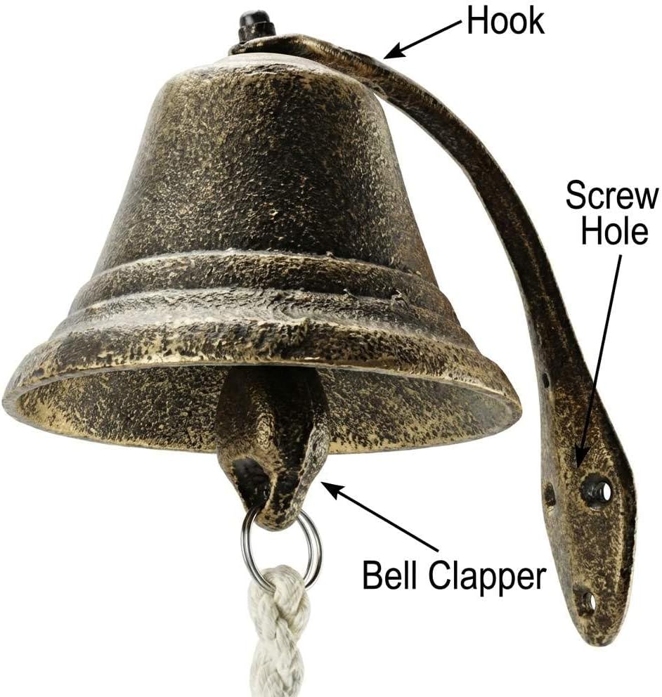 Cast Iron Vintage Hanging Bell – Loud Rustic Wall Bell for Farmhouse