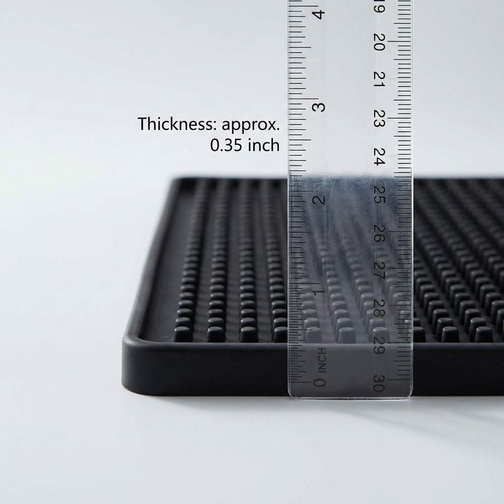 12"x6" Black Rubber Bar Mat – 6 Pack Non-Slip Drainage Pad for Coffee Stations