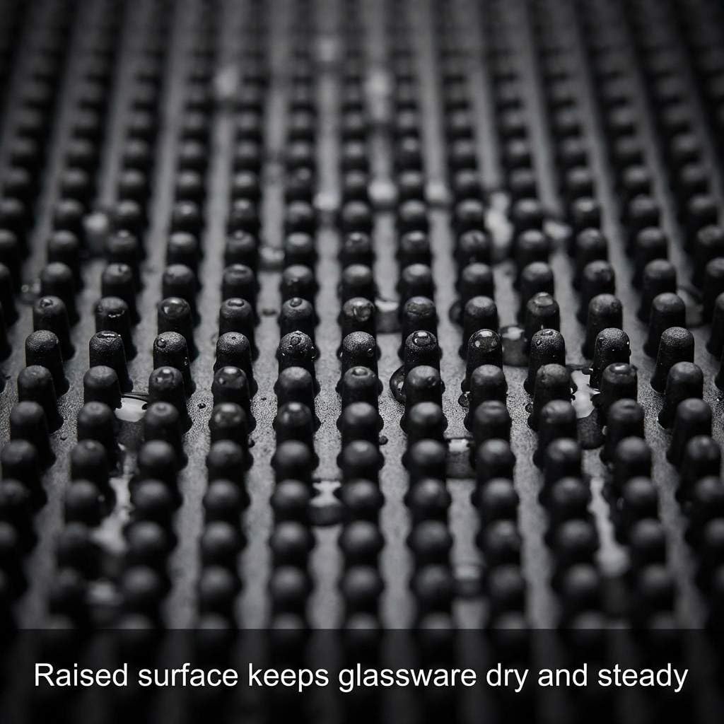 12"x6" Black Rubber Bar Mat – 6 Pack Non-Slip Drainage Pad for Coffee Stations