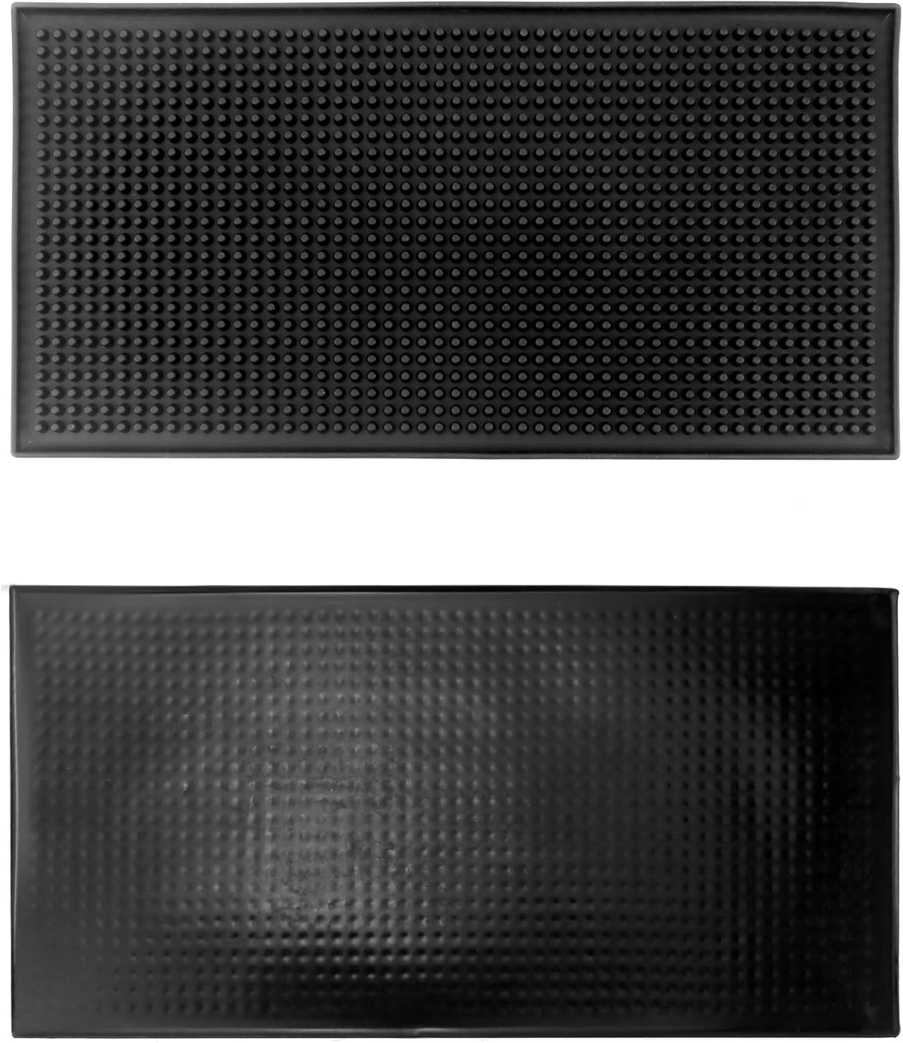 12"x6" Black Rubber Bar Mat – 6 Pack Non-Slip Drainage Pad for Coffee Stations
