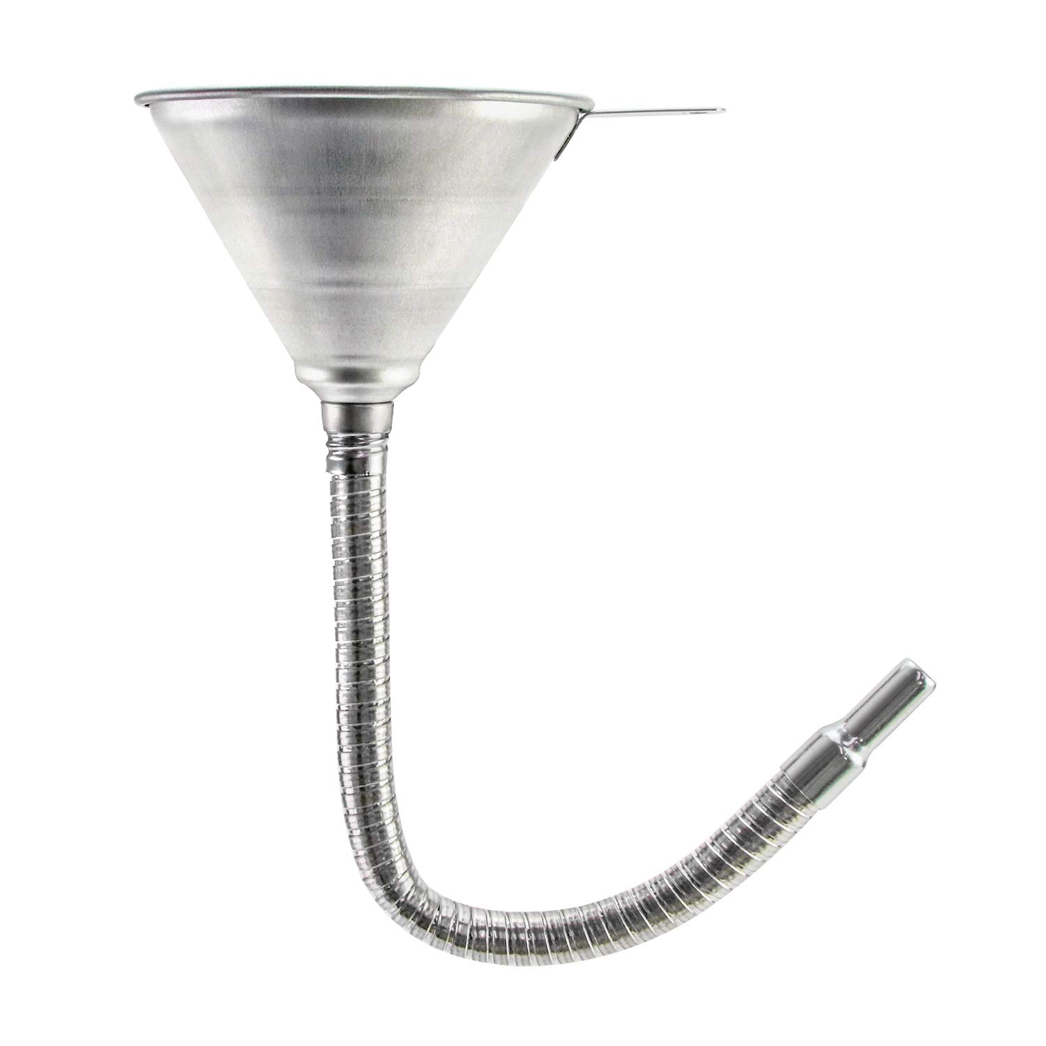 Spout Funnel with 14-9/16" Long Flexible Hose and Strainer, Steel Universal Priming Funnel for All Oils,Diesel Fuel and Other Liquids