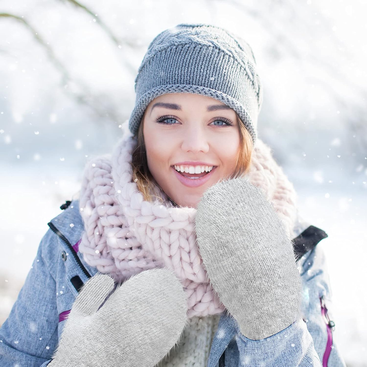 Women%27s Winter Mittens - Knitted Gloves