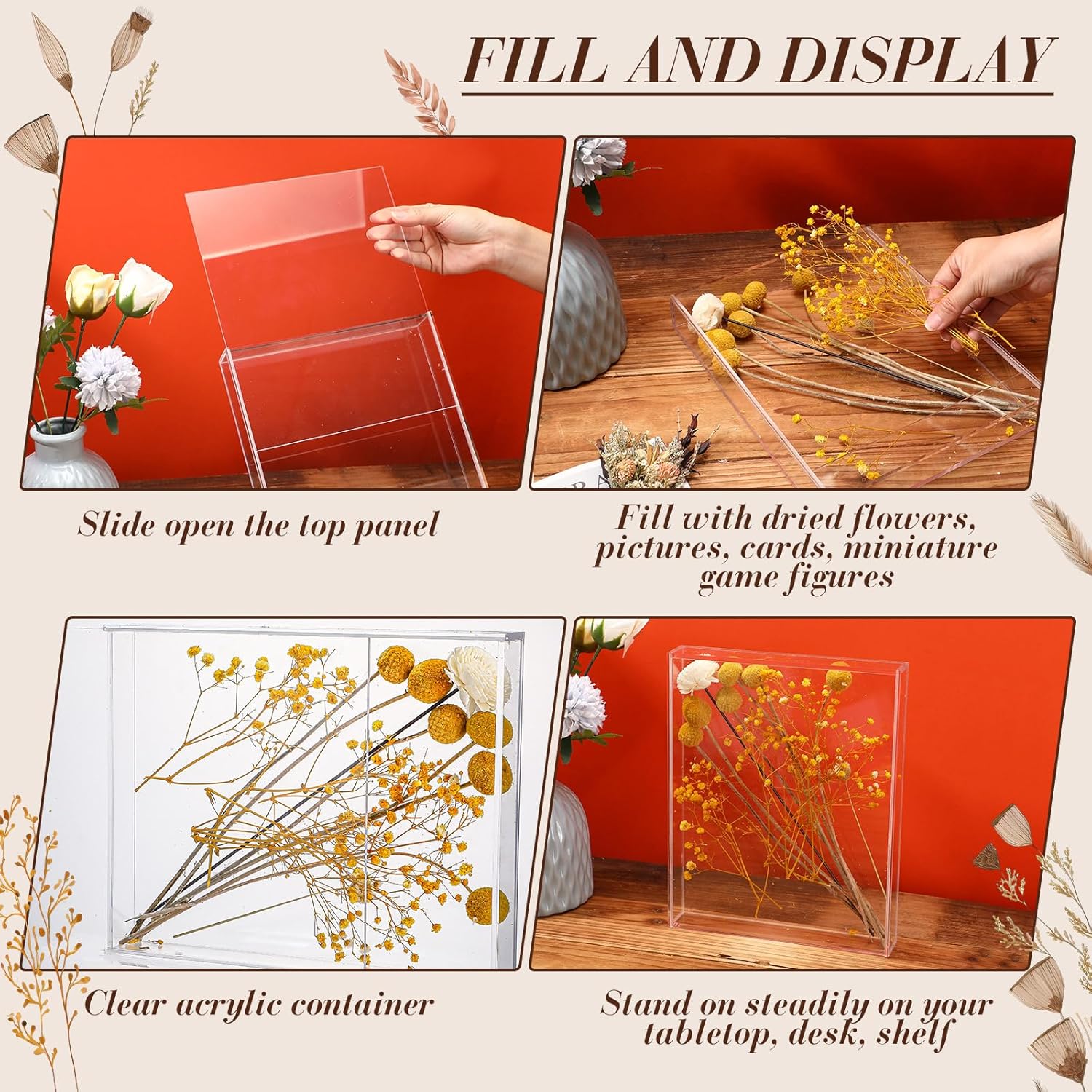 2 Pcs 8%27%27 x 10%27%27 Acrylic Shadow Boxes Display Cases