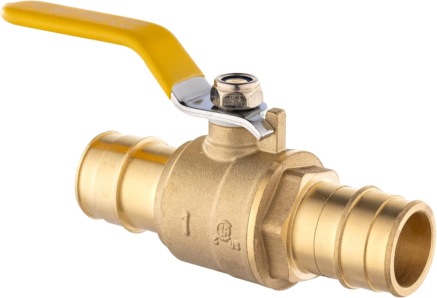 1 Inch Brass Full Port Ball Valve For Pex-A Pipe, ASTM F1960 Expansion Connection Only, Yellow Handle,(VALVE155)