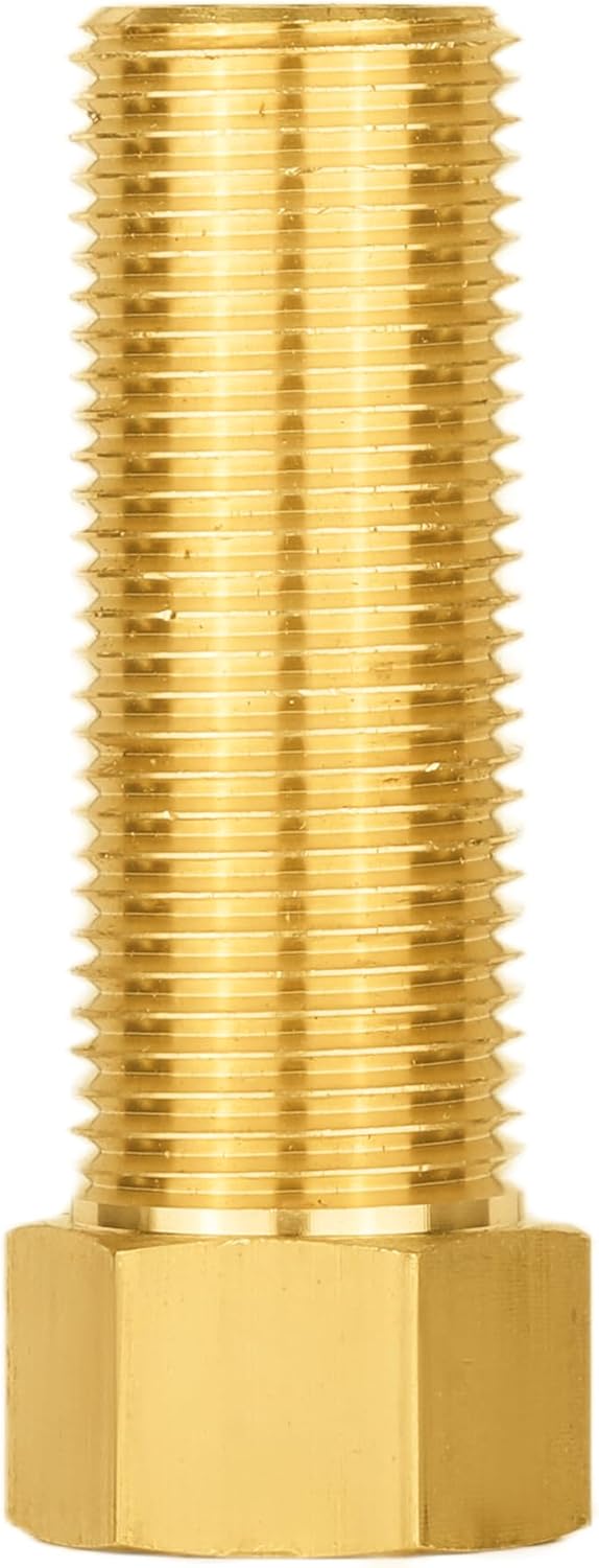 (Pack of 2) 1/2" Male Pipe(NPSM) x 1/2" Female Pipe(NPSF) Extension Brass Fitting Adapter, 70MM Length, Hex Connector with Sealing Tape,(NPT138)
