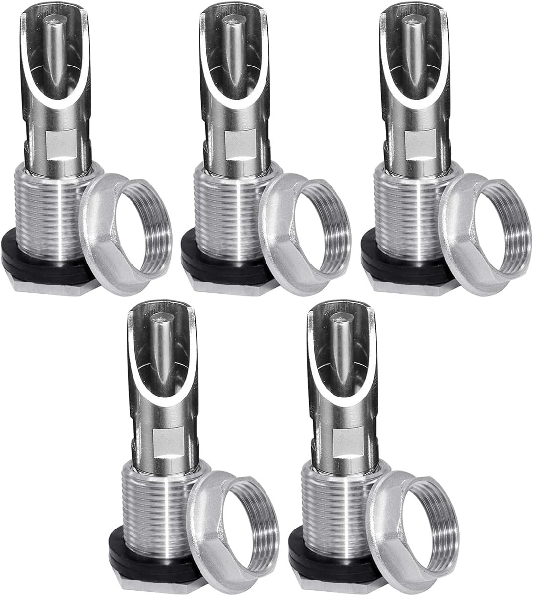 304 Stainless Steel Pig Nipple Waterer with 1/2 Female Bulkhead Fittings for Barrel Kit Feeder Automatic Water Drinker Durable Antirust (Set of 5)