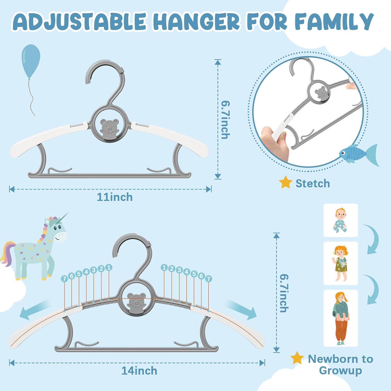 50 Pack Baby Hangers for Nursery Closet