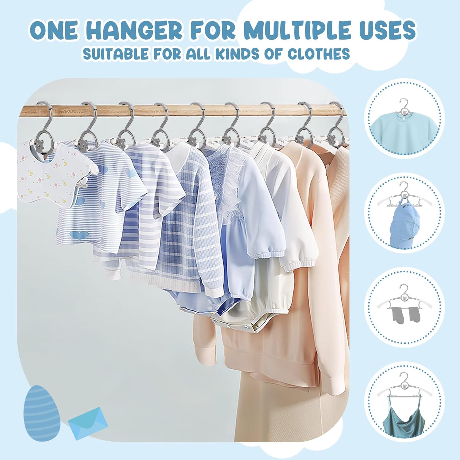 50 Pack Baby Hangers for Nursery Closet
